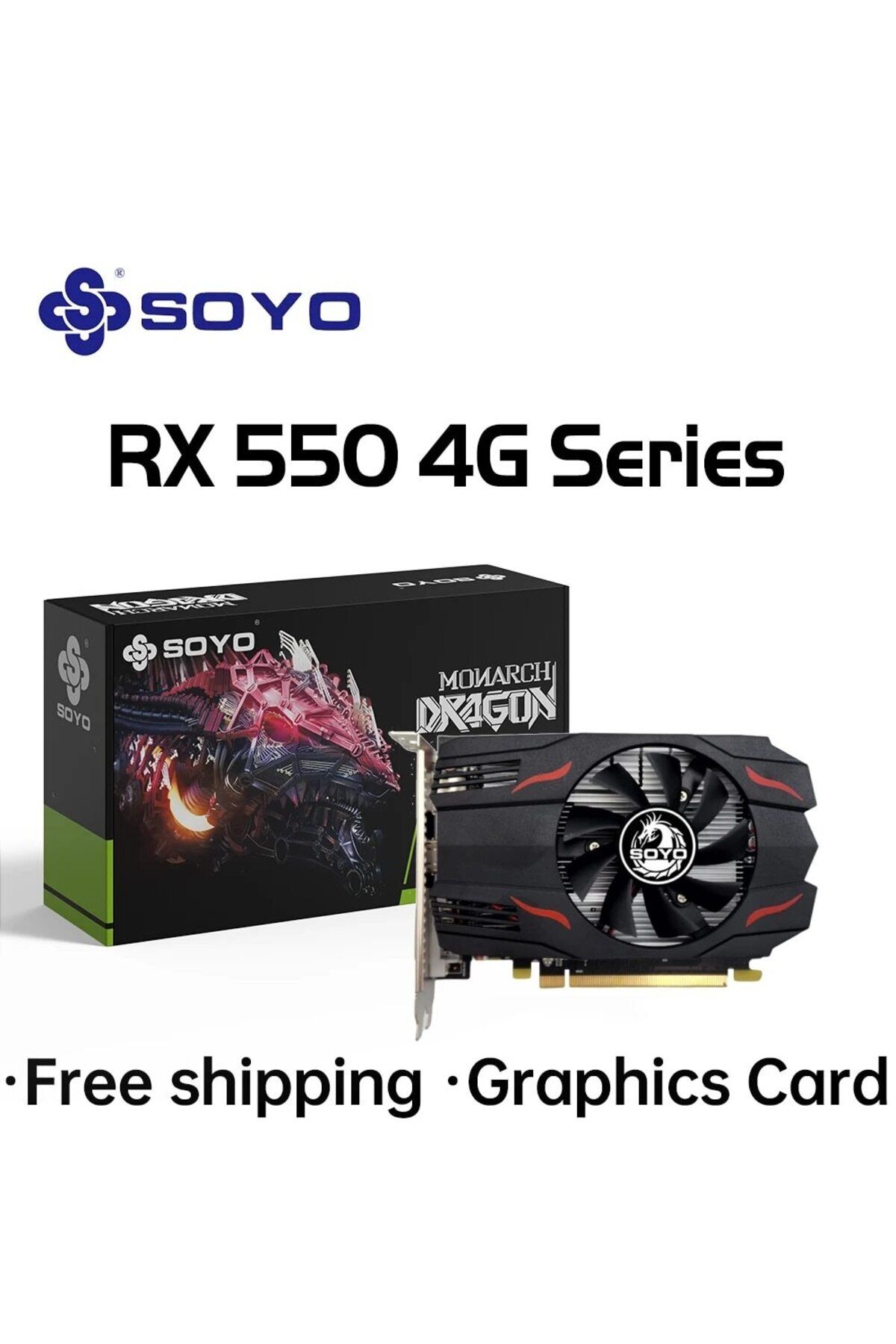 Choice-RX550 4G SOYO Graphics Card AMD GPU Radeon RX 550 4G GDDR5 128Bit 14nm Computer PC RX550 PCI-E 3.0 G 1