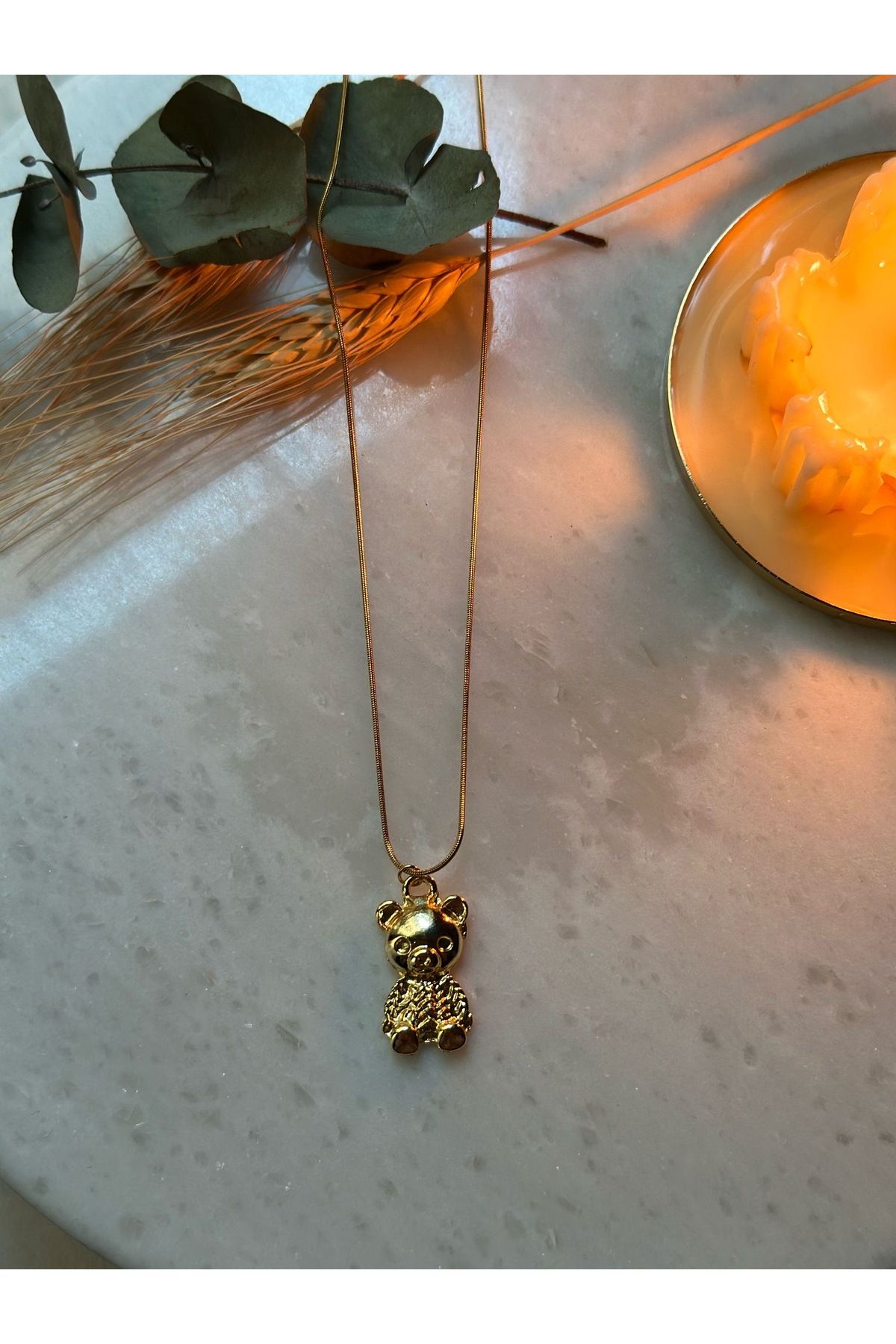 MİOSA-316L Anti-Tarnish Steel Teddy Bear Necklace 1