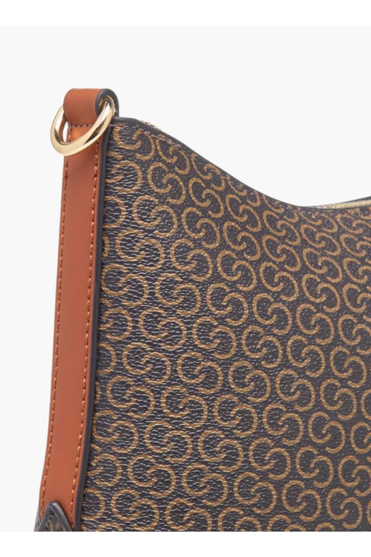 Celeste-All-Over Monogram Print Shoulder Bag with Detachable Strap and Zip Closure 6