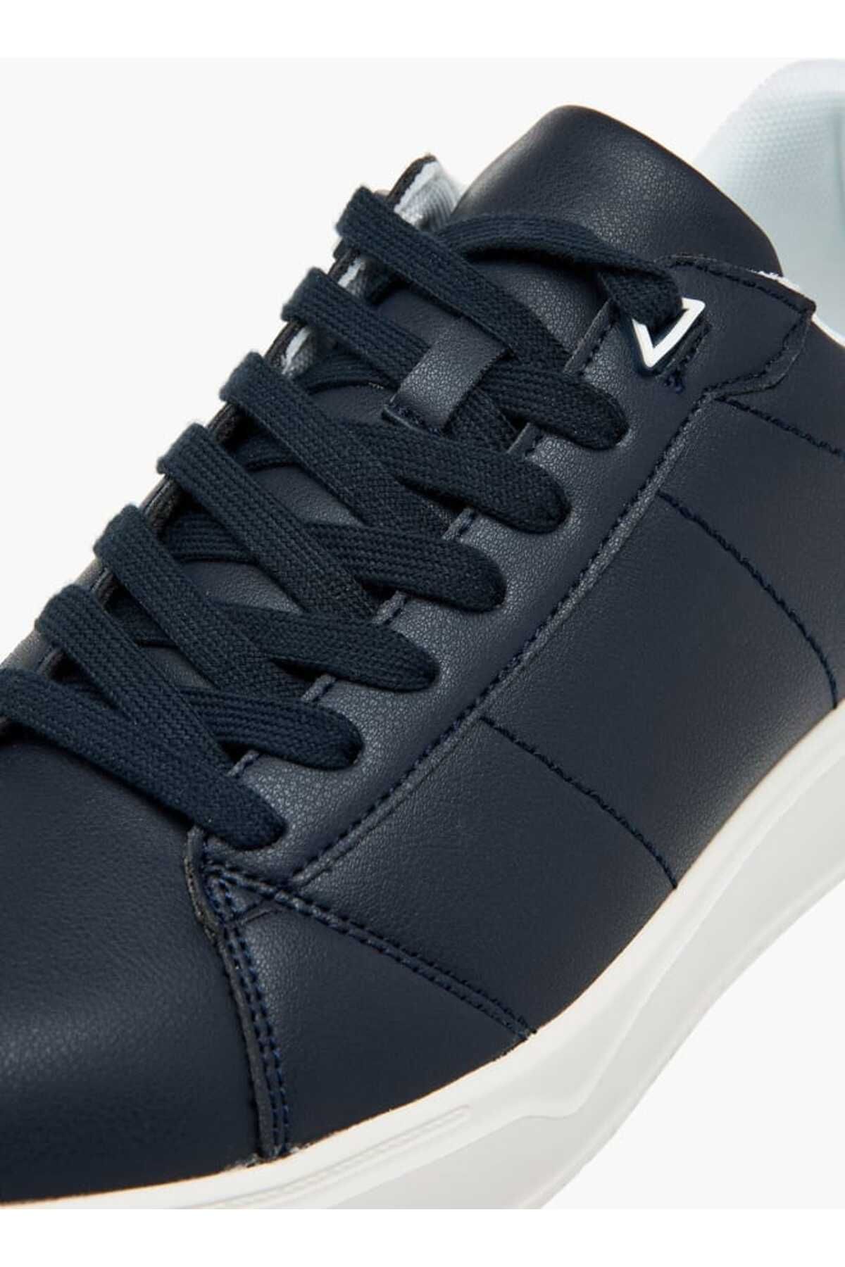 LBL by Shoexpress-LBL by Shoexpress Solid Ankle Sneakers with Lace-Up Closure 4