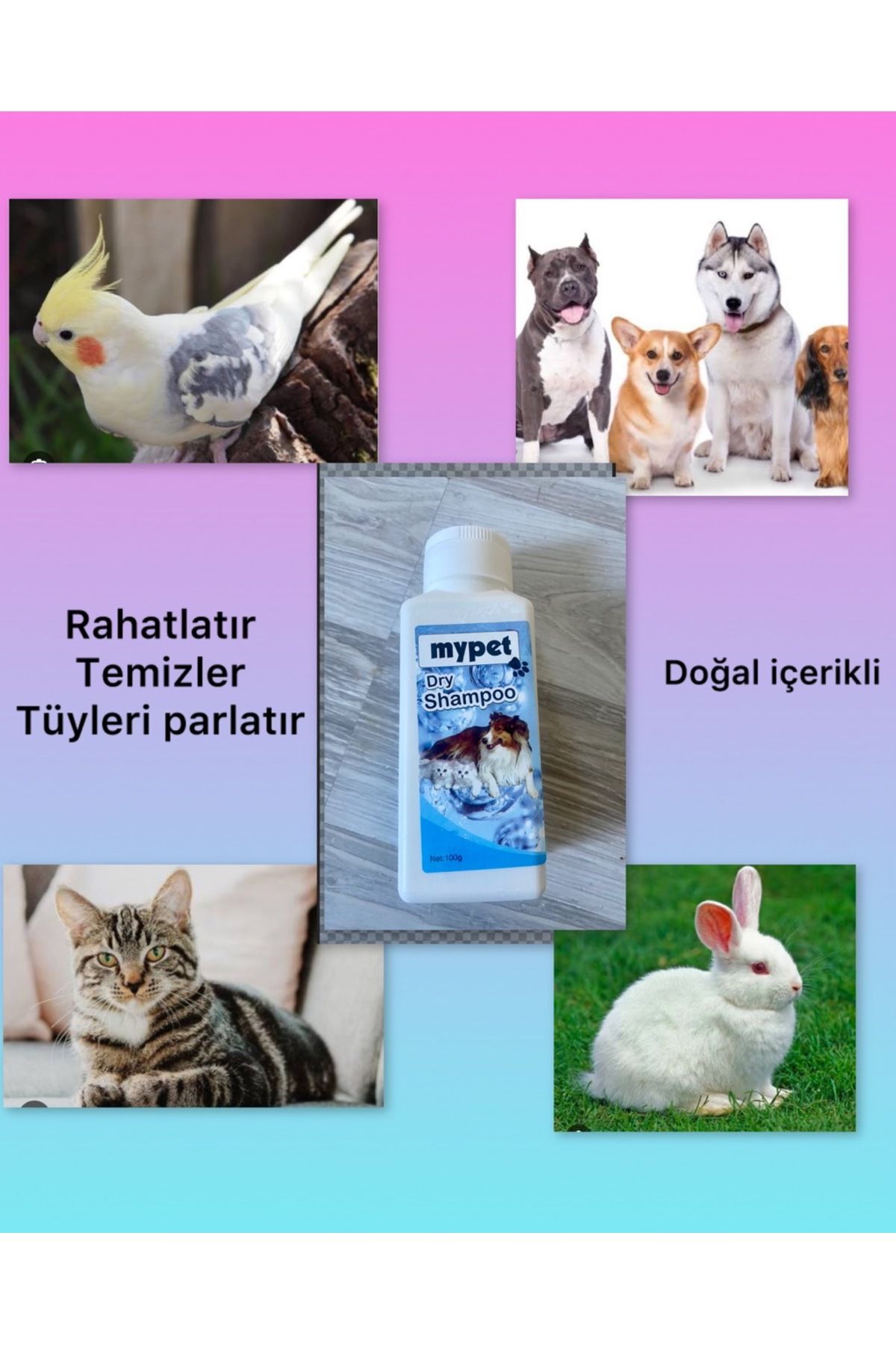 LUVALUVA Mypet Kedi Köpek Kuş Tüylü Canlar Için Doğal Içerikli Kuru Şampuan