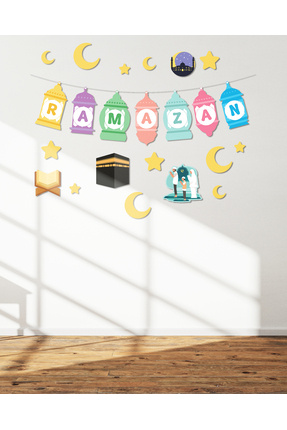 Nekobo Studio Ramazan Duvar Süslemesi Pastel Renkli Dekorasyon Seti Hoş Geldi...
