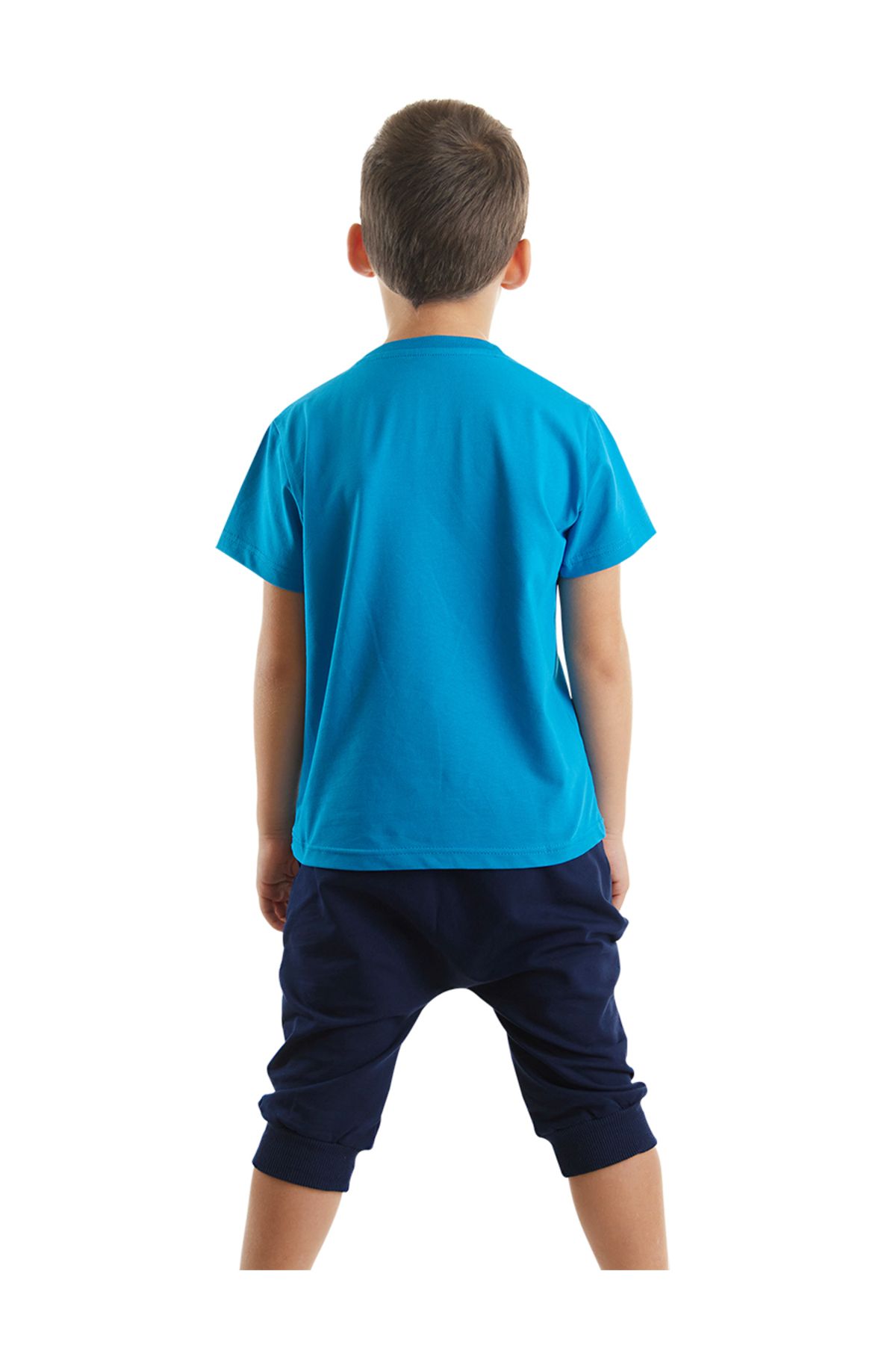 MSHB&G-Marineblaues Astronauten-Sommer-T-Shirt und Capri-Shorts-Set für Jungen 2