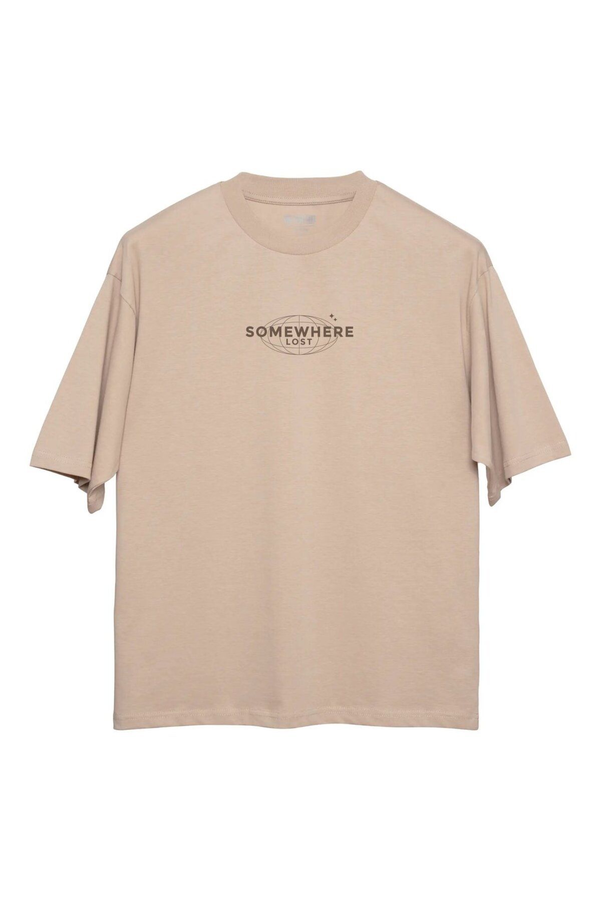 Coredra-Somewhere Oversize T-Shirt Men - Coffee with Milk 4