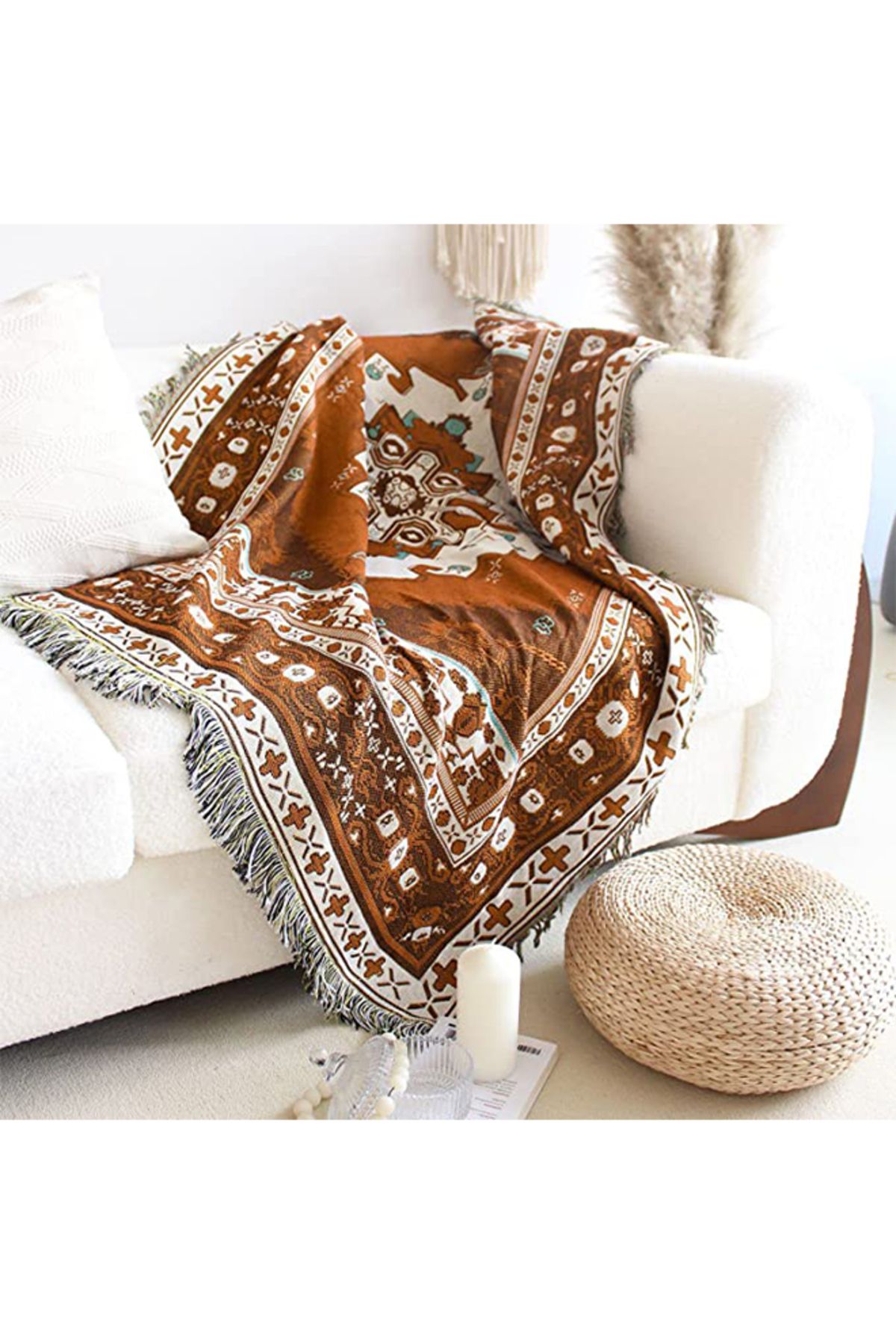 sharpdo-Bohemian Style Knitted Fringed Blanket Decoration Soft and Comfortable Fabric Printing Texture 2