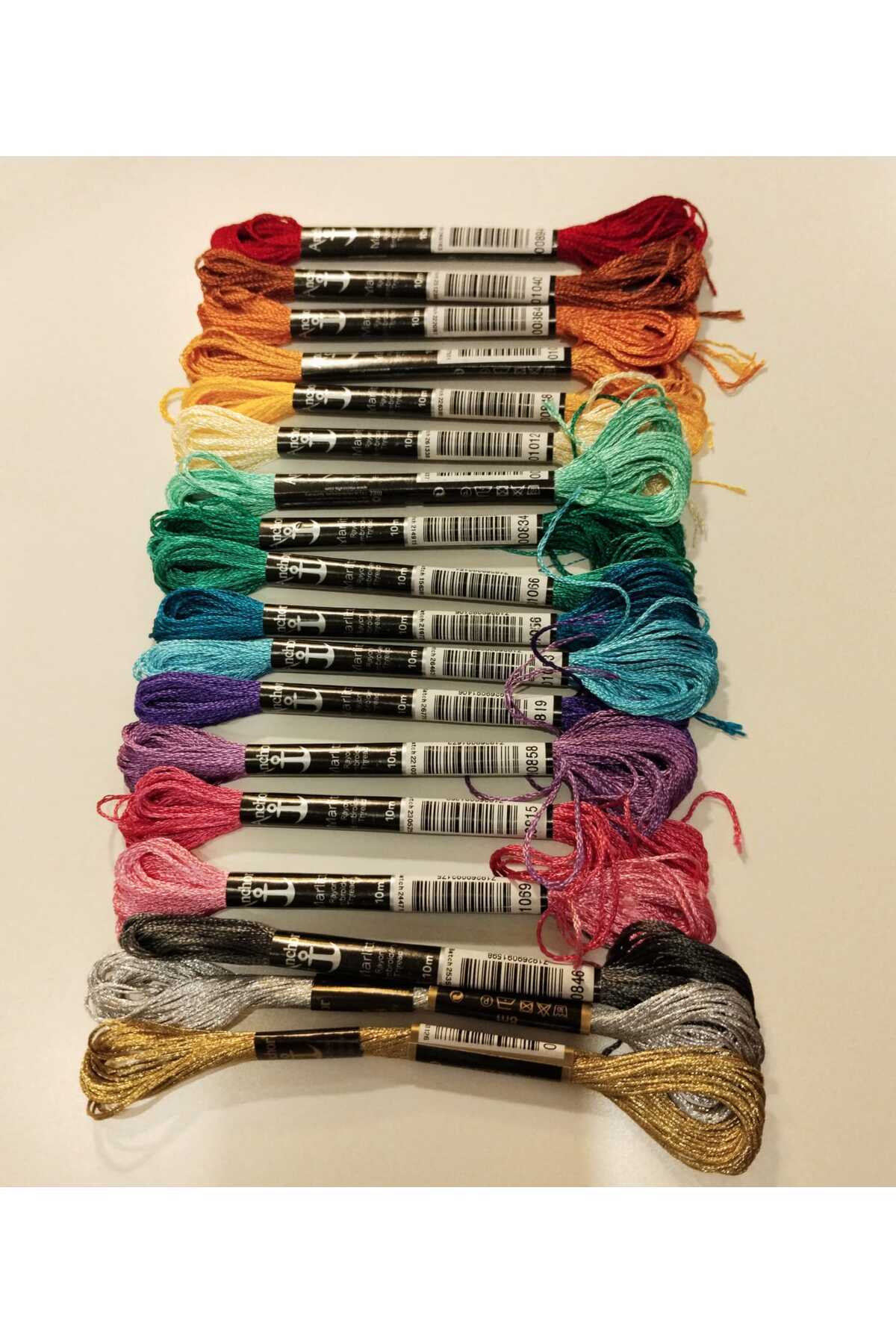Anchor-Marlitt 18Pcs Bright Muline Cross-Stitch Etamine Embroidery Floss Set 8