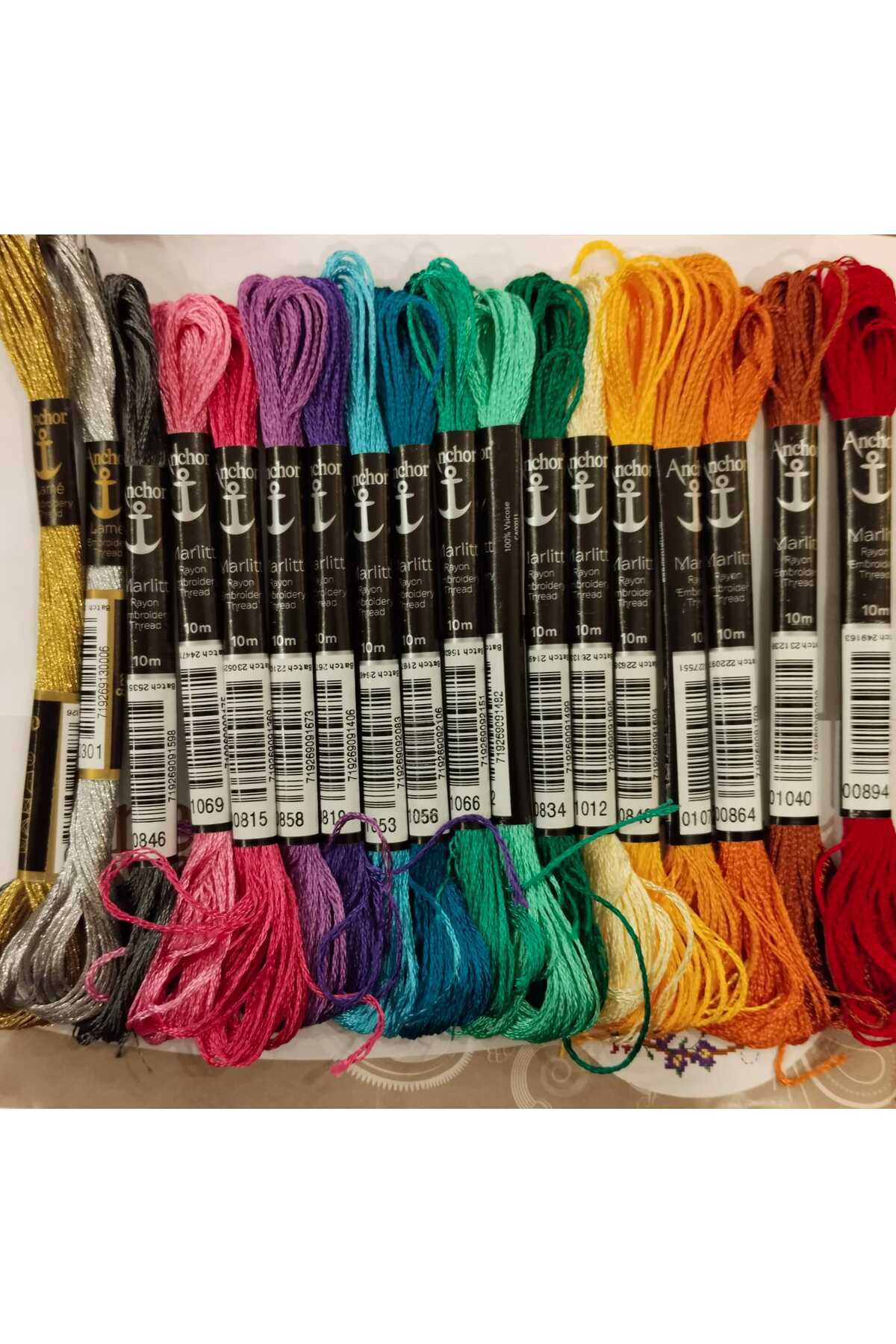 Anchor-Marlitt 18Pcs Bright Muline Cross-Stitch Etamine Embroidery Floss Set 3