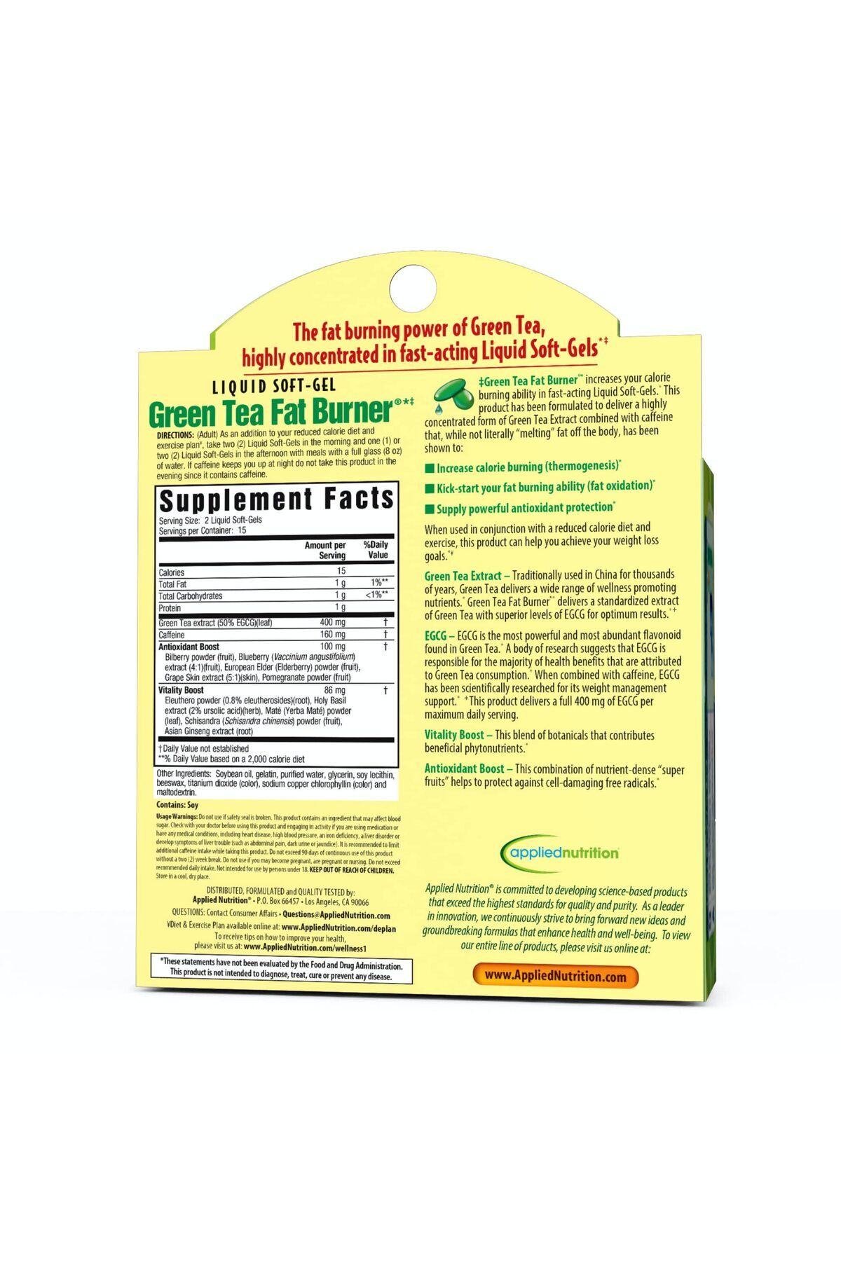 Irwin Naturals-Applied Nutrition Liquid Soft-Gel, Green Tea, Fat Burner - 30 Ct 2