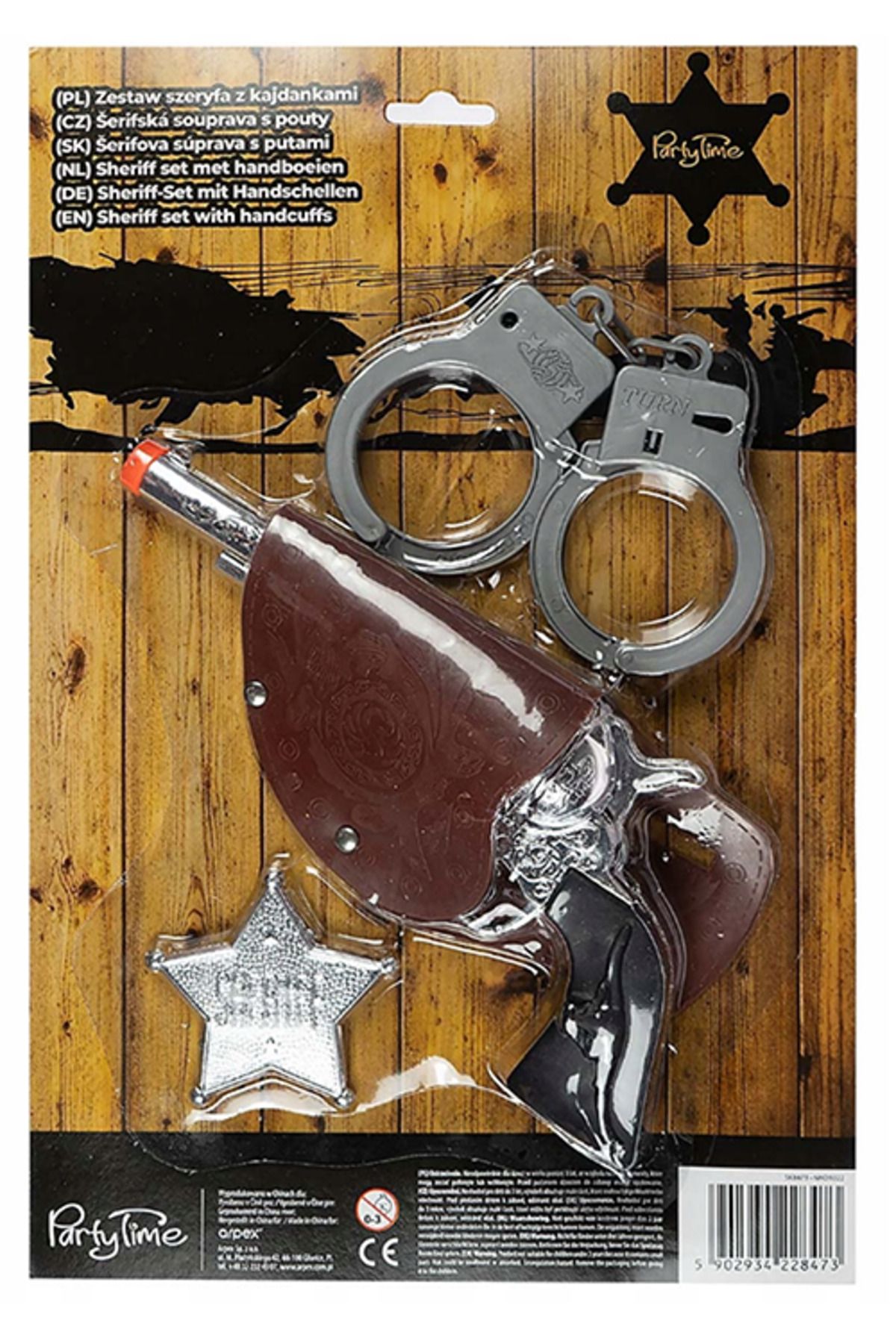 Avantaj Kapıda ® Gösteriler İçin Kovboy Sheriff Tabancası Kelepçesi ve Rozet Kostüm Seti 3 Parça