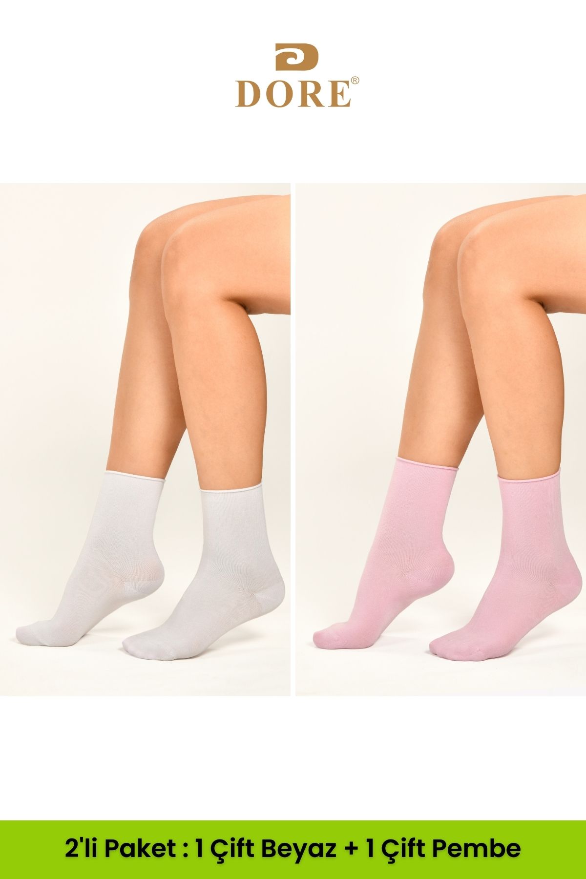 Dore-Original Women's 2 Pairs Premium Natural Bamboo Soft Ultra Comfort Model Elasticless Seamless Socket Socks 2