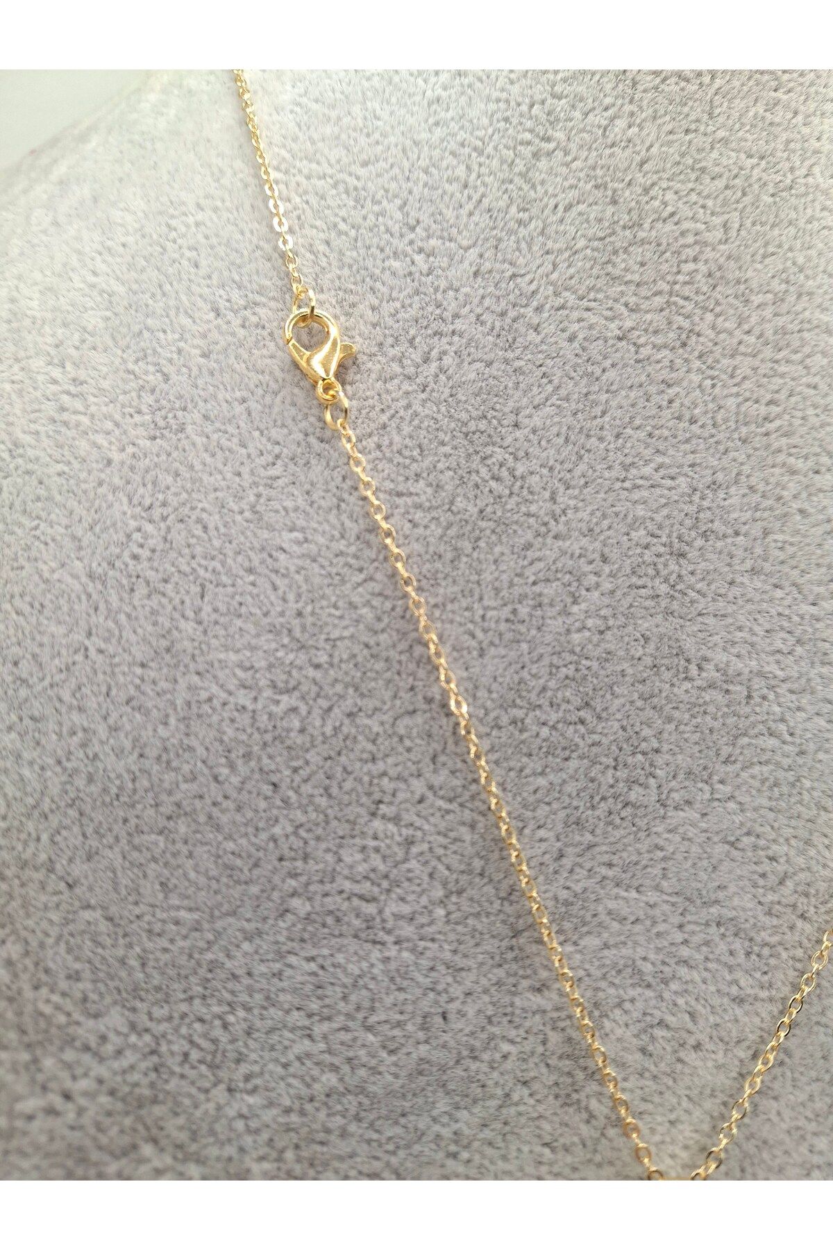 Han Ticarethane-Gold Color Letter F Necklace 3