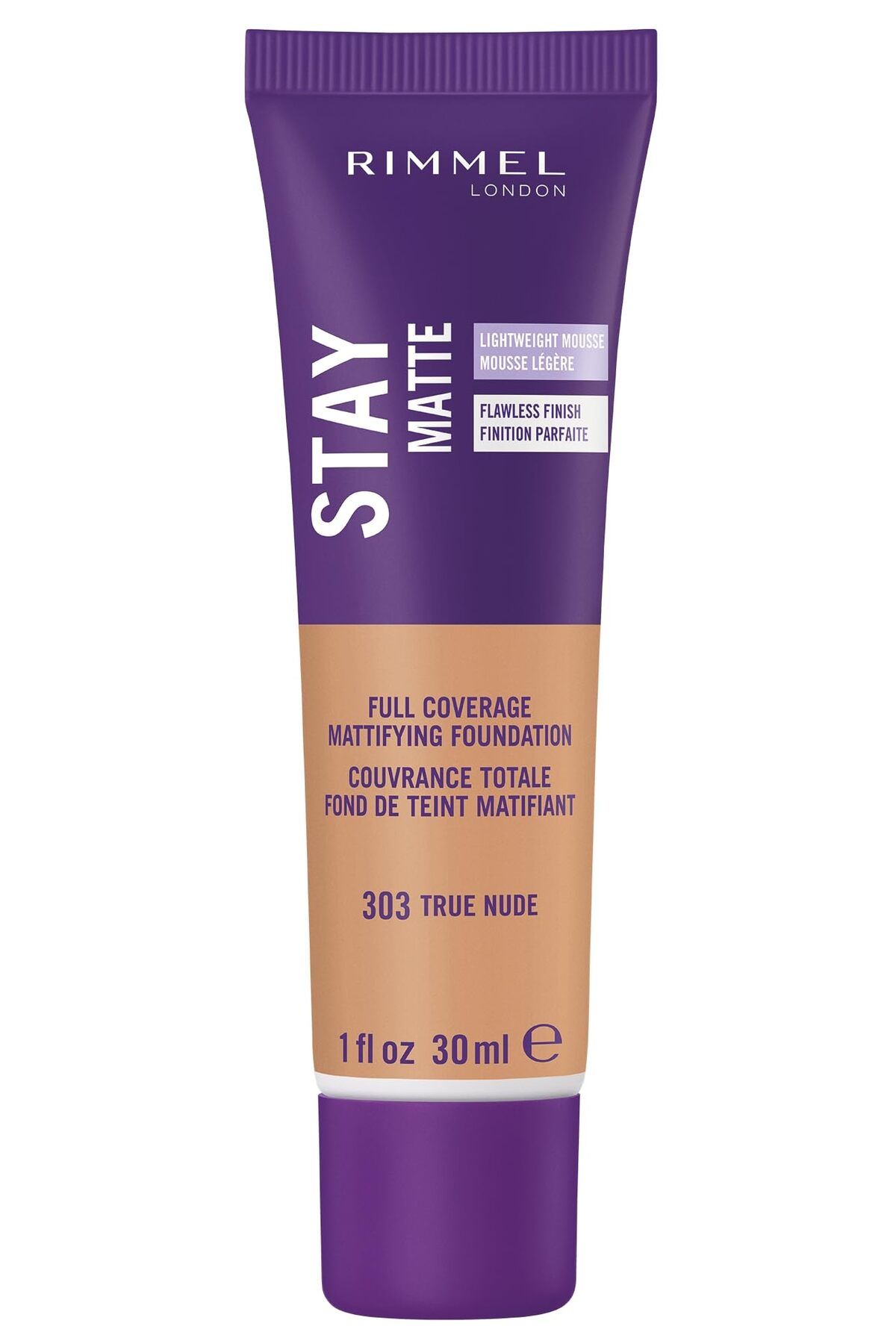 Rimmel-London Stay Matte Liquid Mousse - 303 True Nude - Lightweight, Shine Control, Oil-Free, 1oz 1