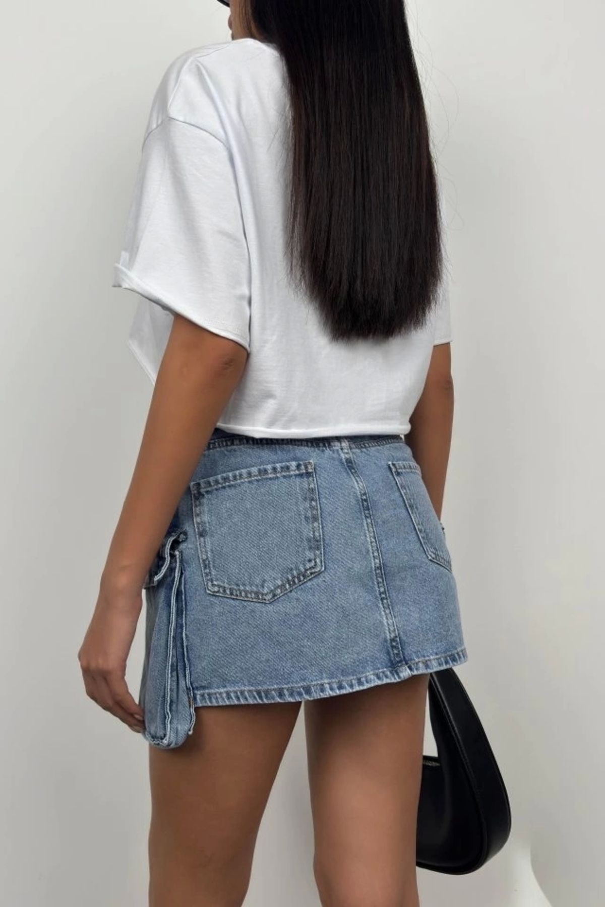 Butik-Cargo Pocket Mini Denim Skirt 4