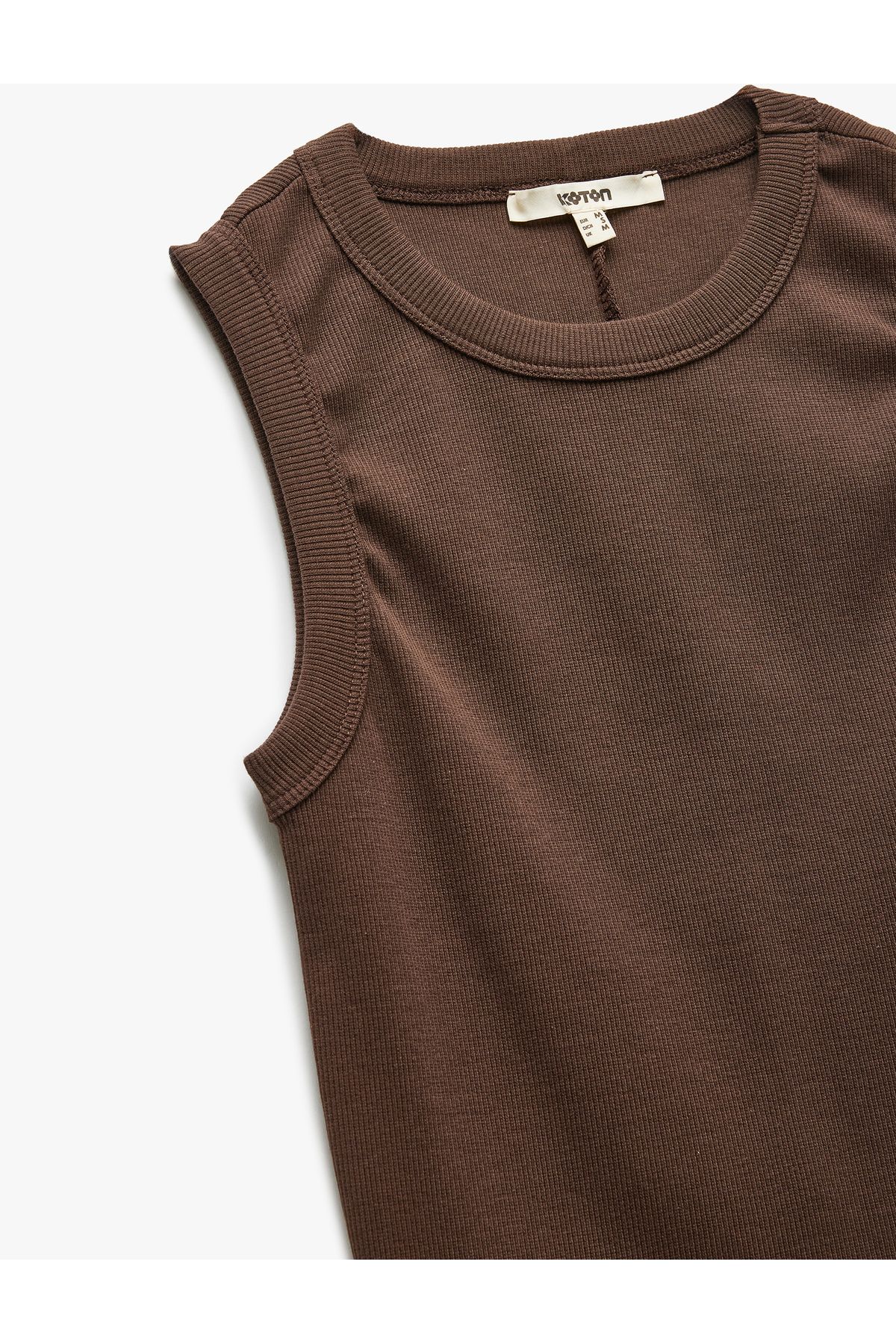 Koton-Slim Fit Cotton Crew Neck Αμάνικο κορδόνι κορμάκι 5