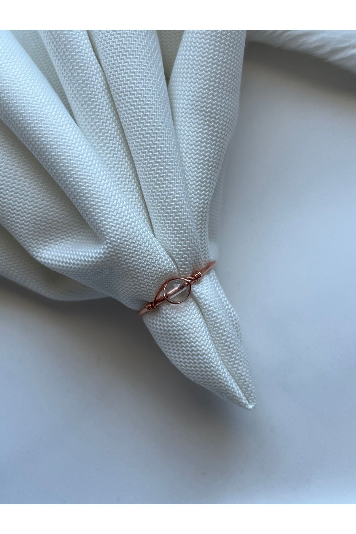 Pel Design-Minimal Crystal Quartz Adjustable Copper Wire Ring 1