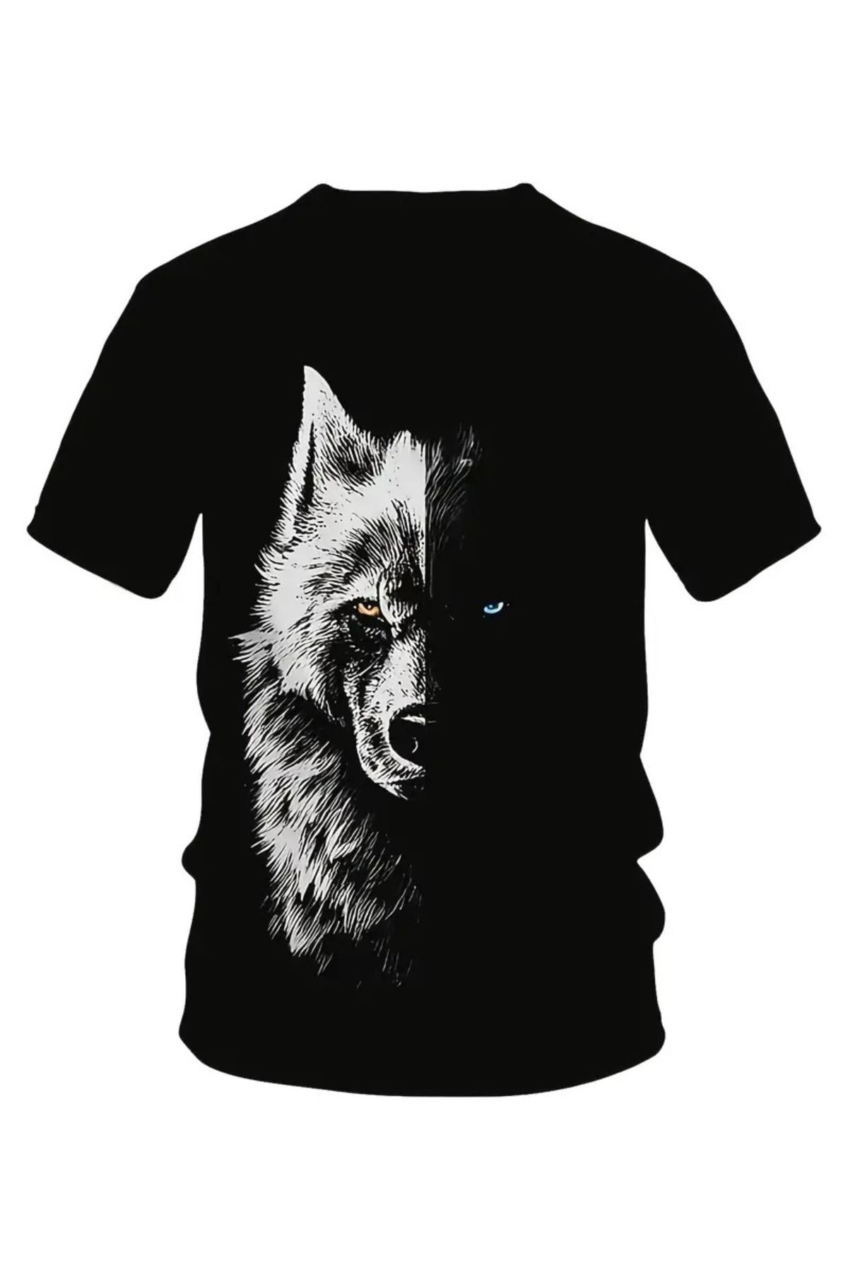 NoVibe-Unisex Wolf Wolf Printed Oversize 100% Cotton T-Shirt Shorts Set 3