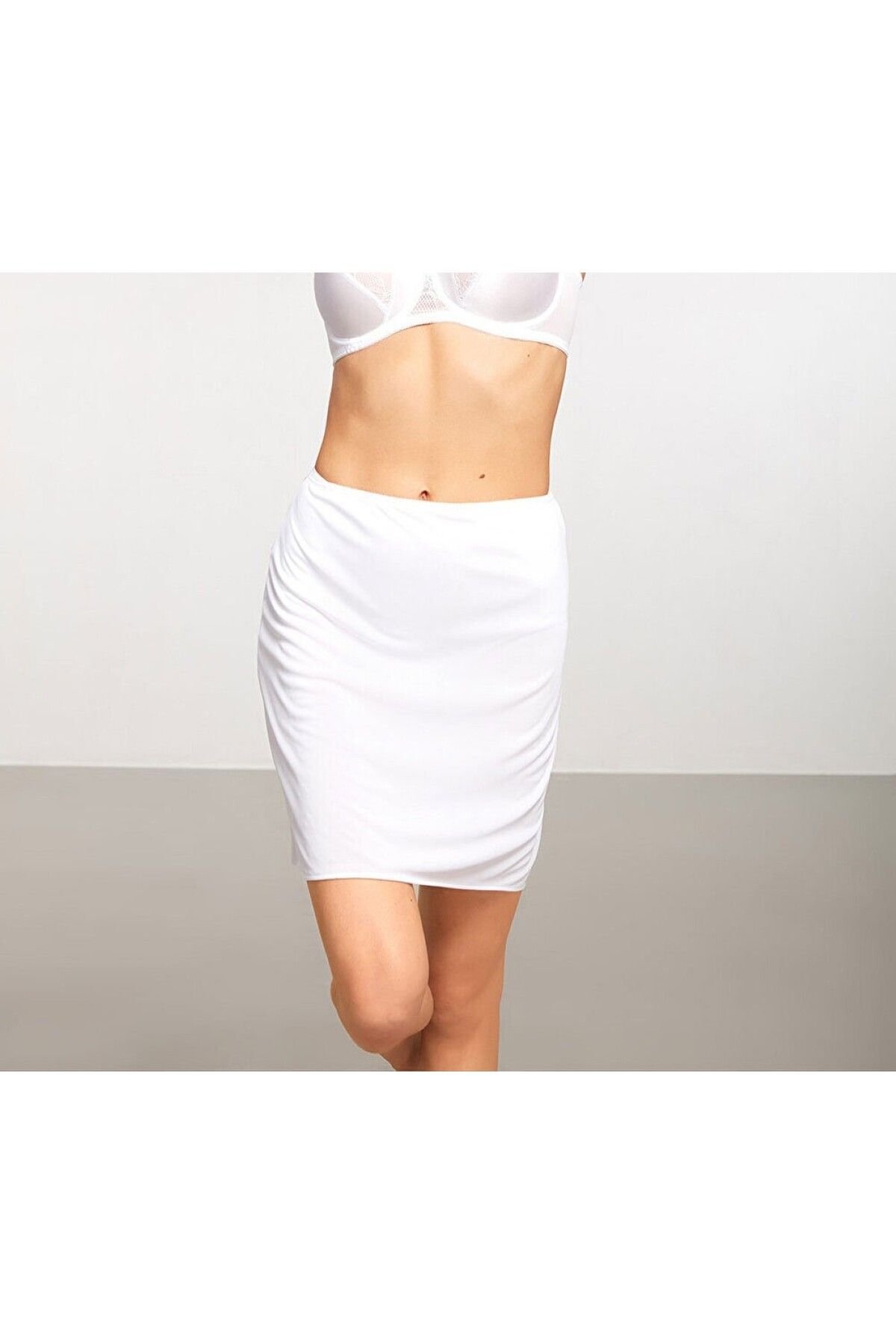 Kom-Women's Micro Fabric White Midi Underskirt Kq.Obscmdjpn.1K.M1.K3 1