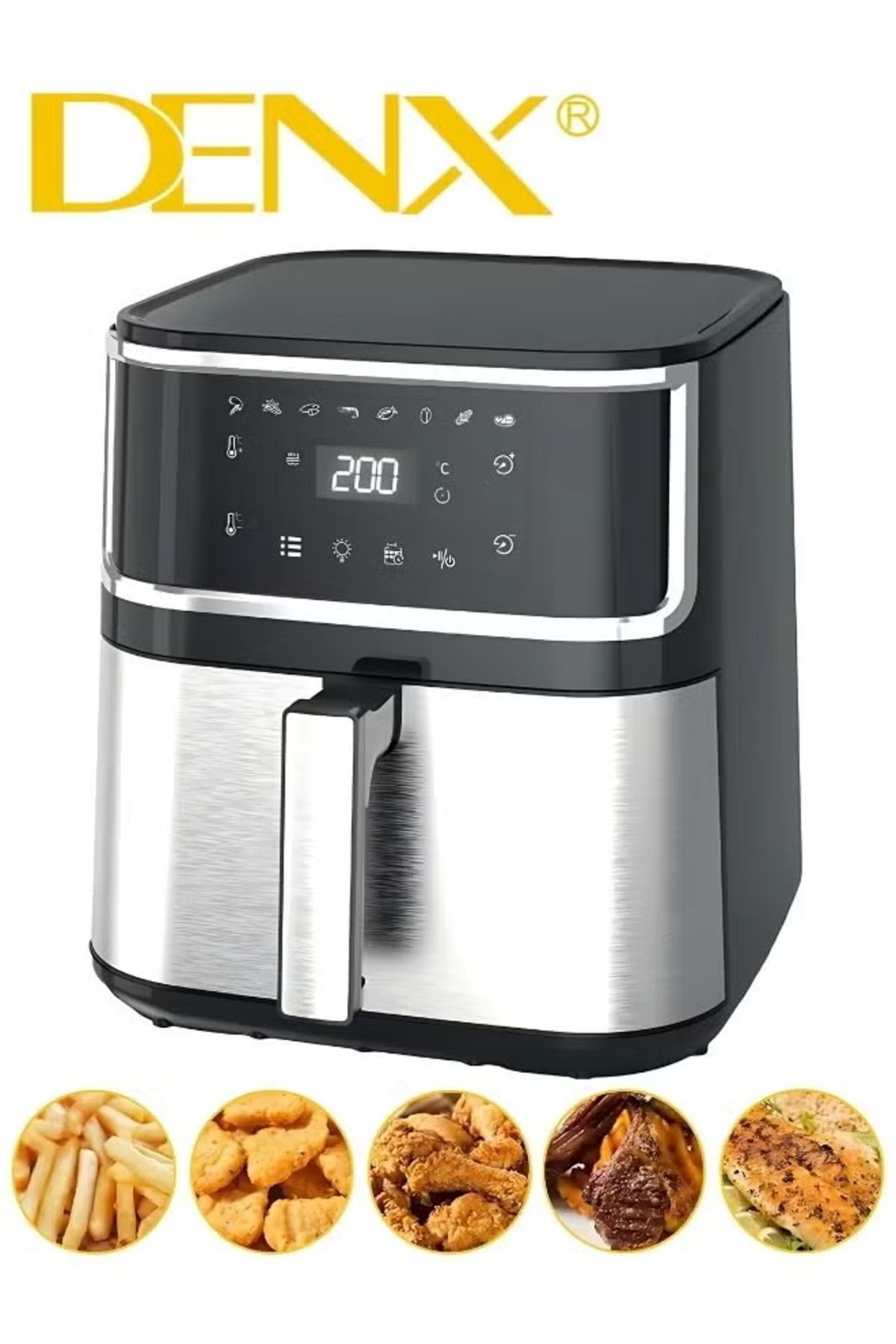 Denx-Healthy Air Fryer Without Oil For Fry/Grill/Bake/Roast Capacity 8 Liters Power 1800 Watts - Black 1