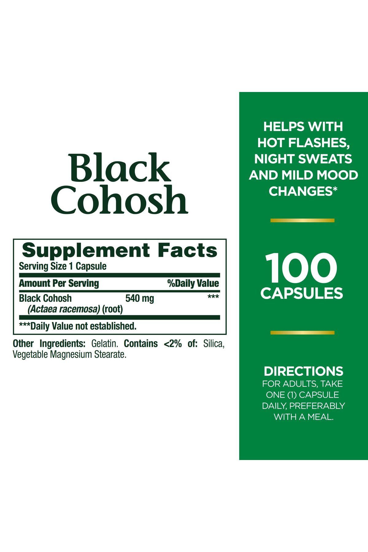 Nature's Bounty-Black Cohosh Root Pills, Natural Menopause Support, 540mg, 100 Capsules 2