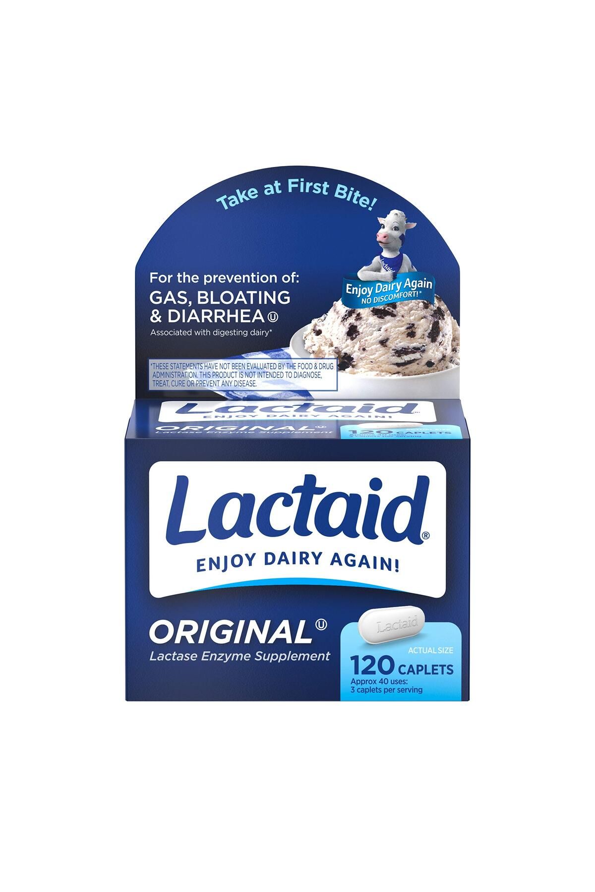 Lactaid-Lactose Intolerance Relief Caplets with Lactase Enzyme, Prevents Gas & Bloating, 120 ct 1