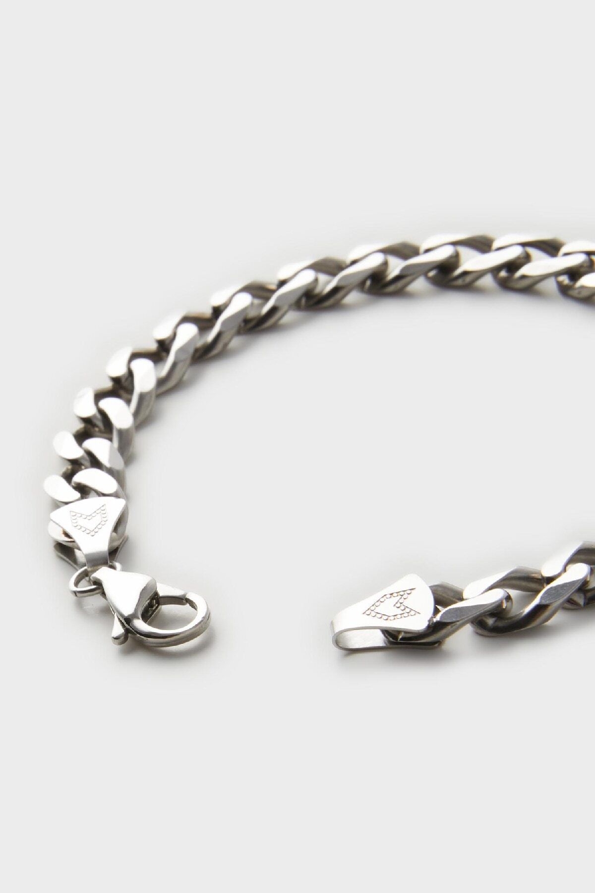 DeFacto-Bransoleta męska DeFacto AtolyeWolf Silver Curb Steel Chain E6141AXNS 4