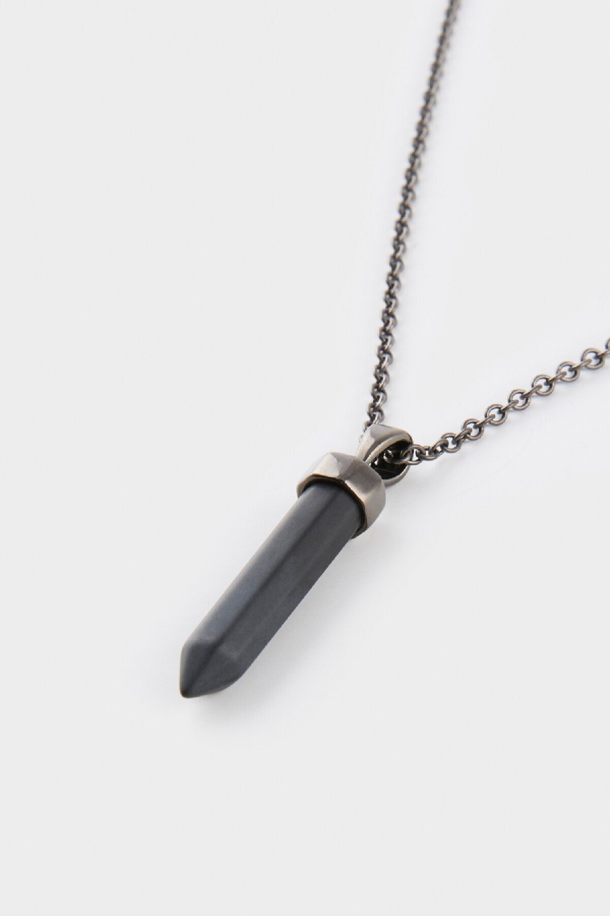 DeFacto-Unisex Onyx Steel Piece and Steel Chain Necklace E6296Axns 4