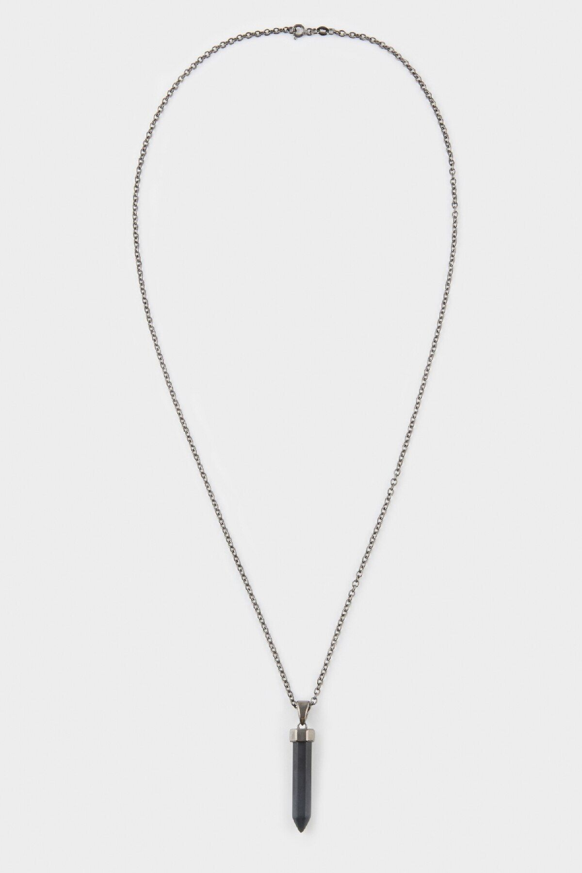 DeFacto-Unisex Onyx Steel Piece and Steel Chain Necklace E6296Axns 3