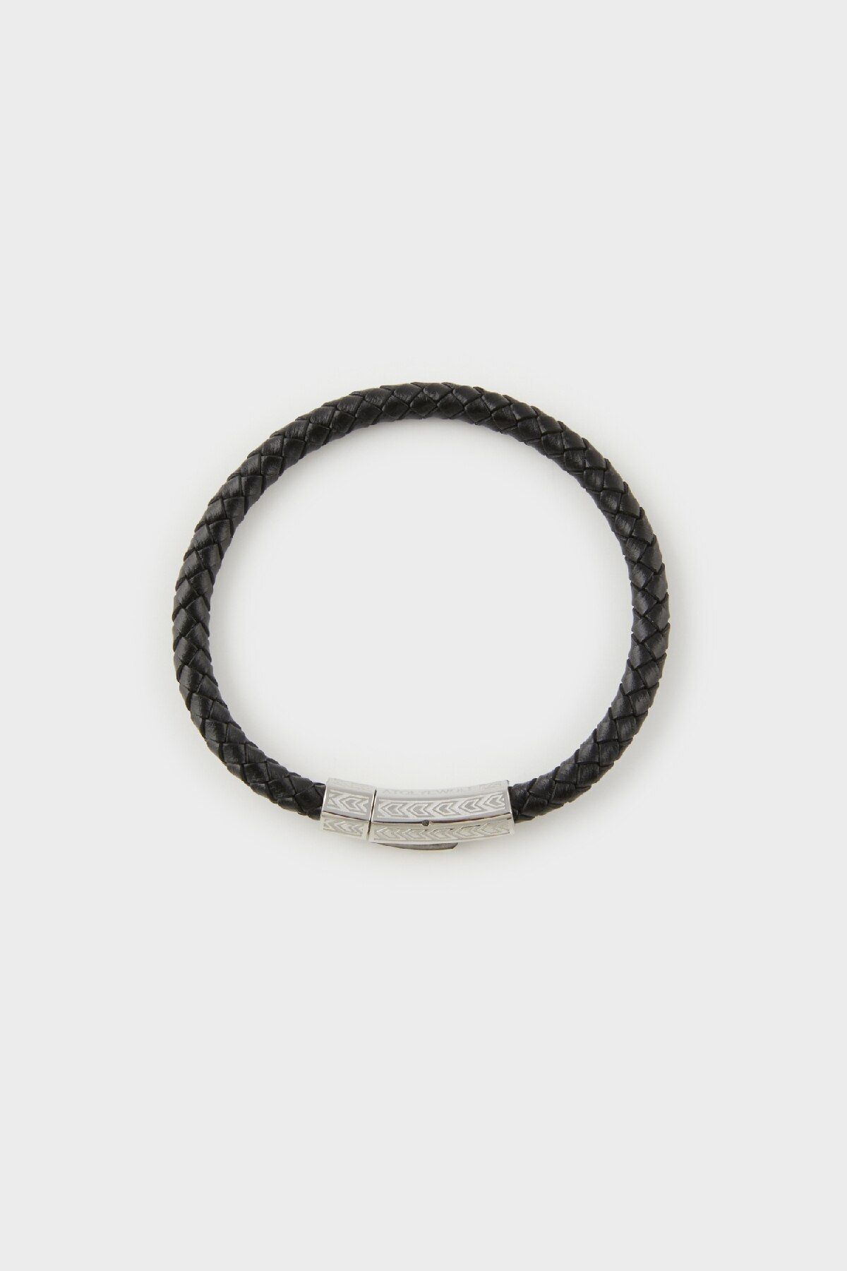 DeFacto-Men's Black Leather Steel Bracelet Atolyewolf X Defacto E6178Axns 3