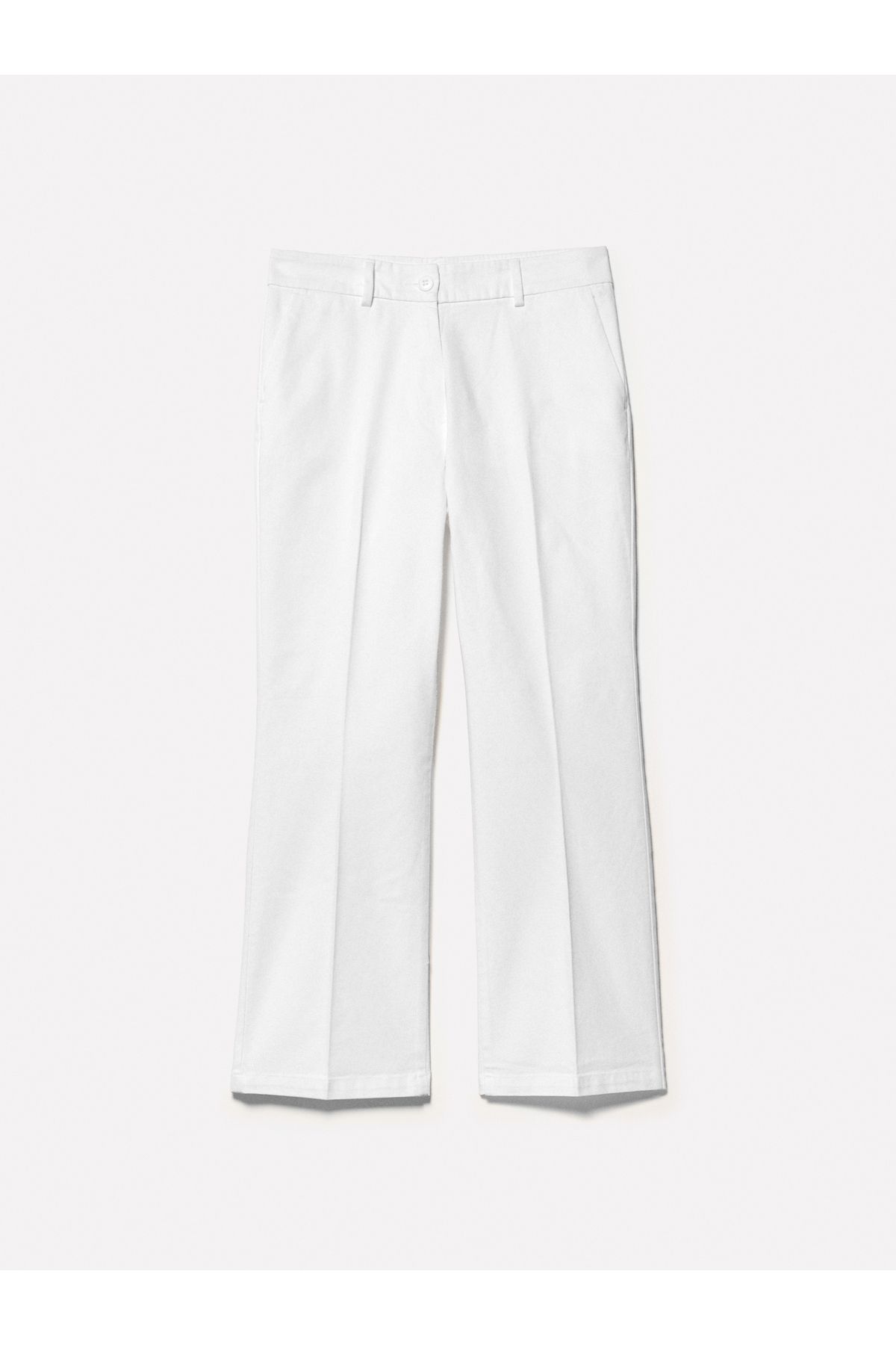 Sisley-Women's White Stretch Cotton Pants with Back Pockets 2