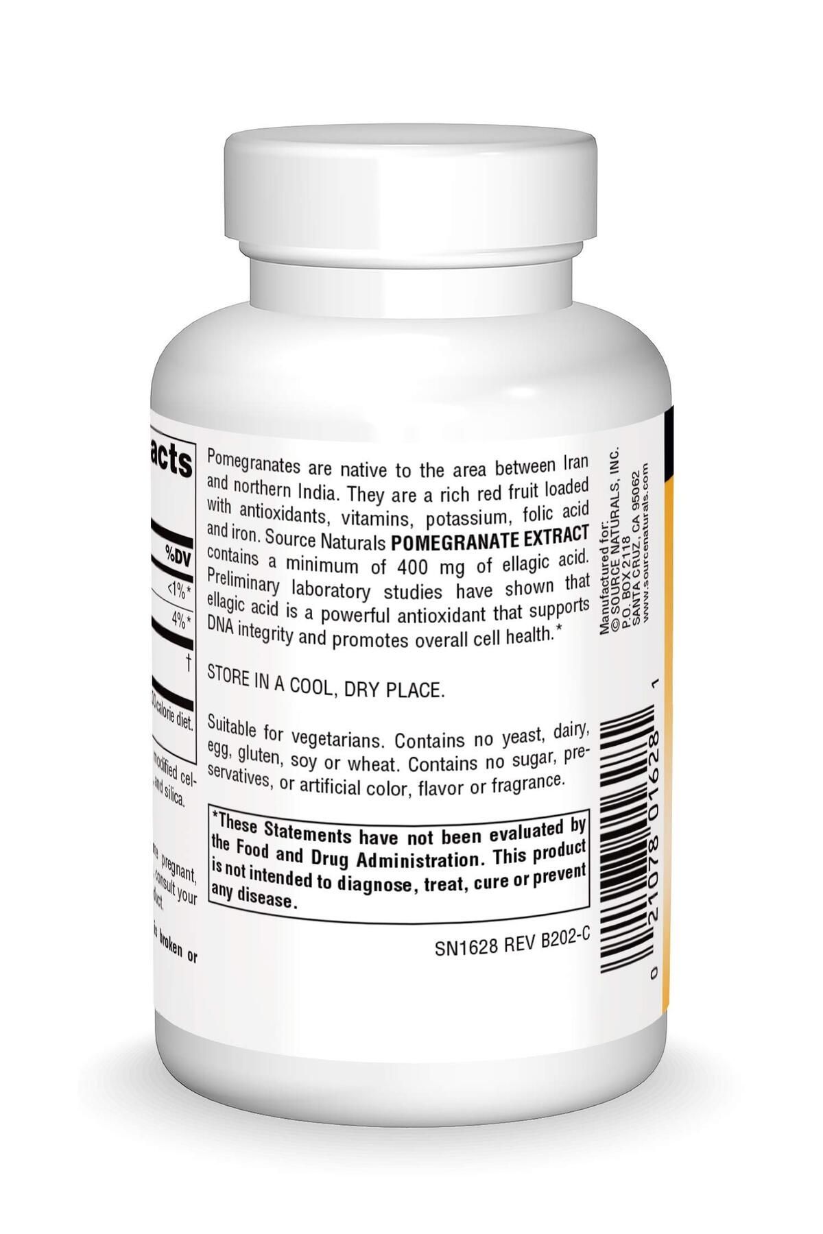 source naturals-Pomegranate Extract 500mg Complete Whole Fruit Ellagic Acid Antioxidant & Added Fiber - 120 Tablets 2