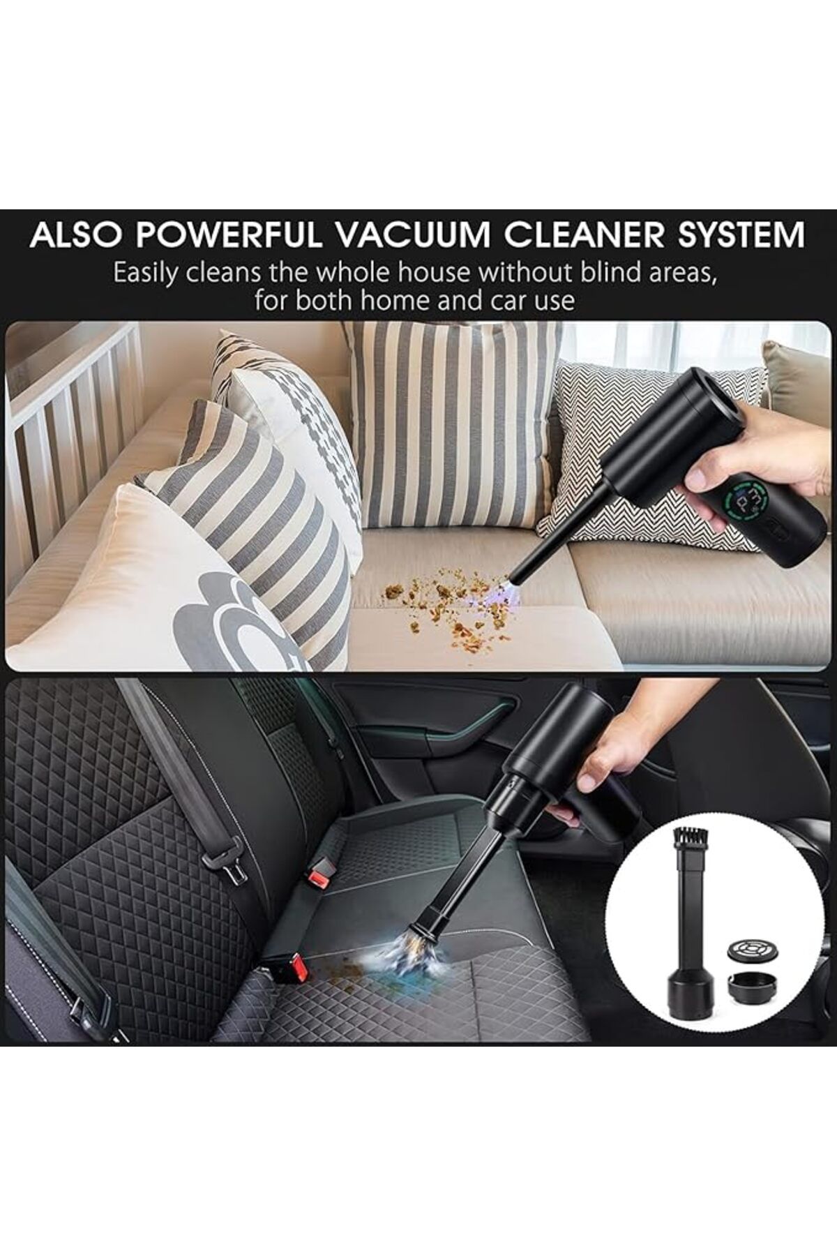 COOYA-2-in-1 Electric Air Duster and Vacuum Cleaner,Cordless Compressed Air Duster with 7600mAh Battery 4