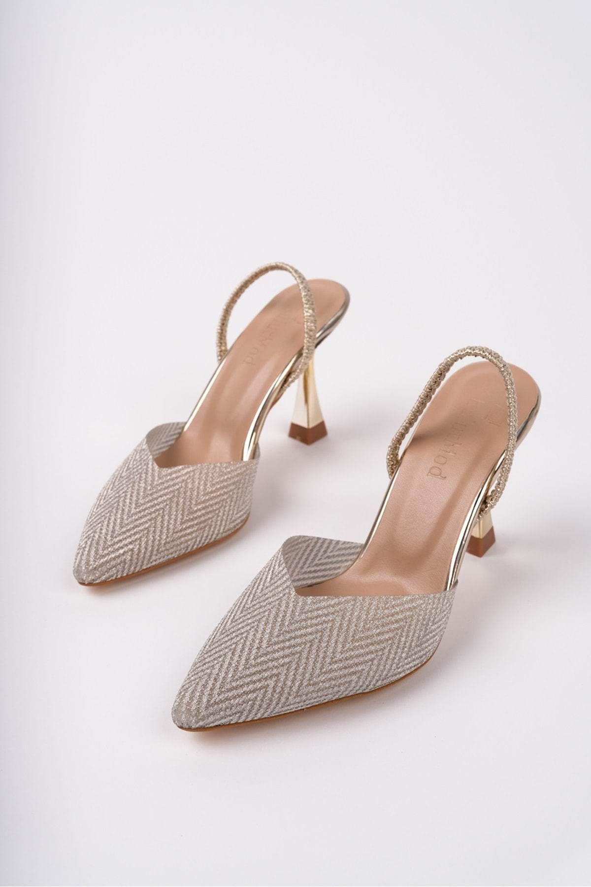 bulutmod-BA04567 Rochie de seară elastică transparentă, cu paiete, argintiu, auriu, pantofi cu toc de 9 cm 3