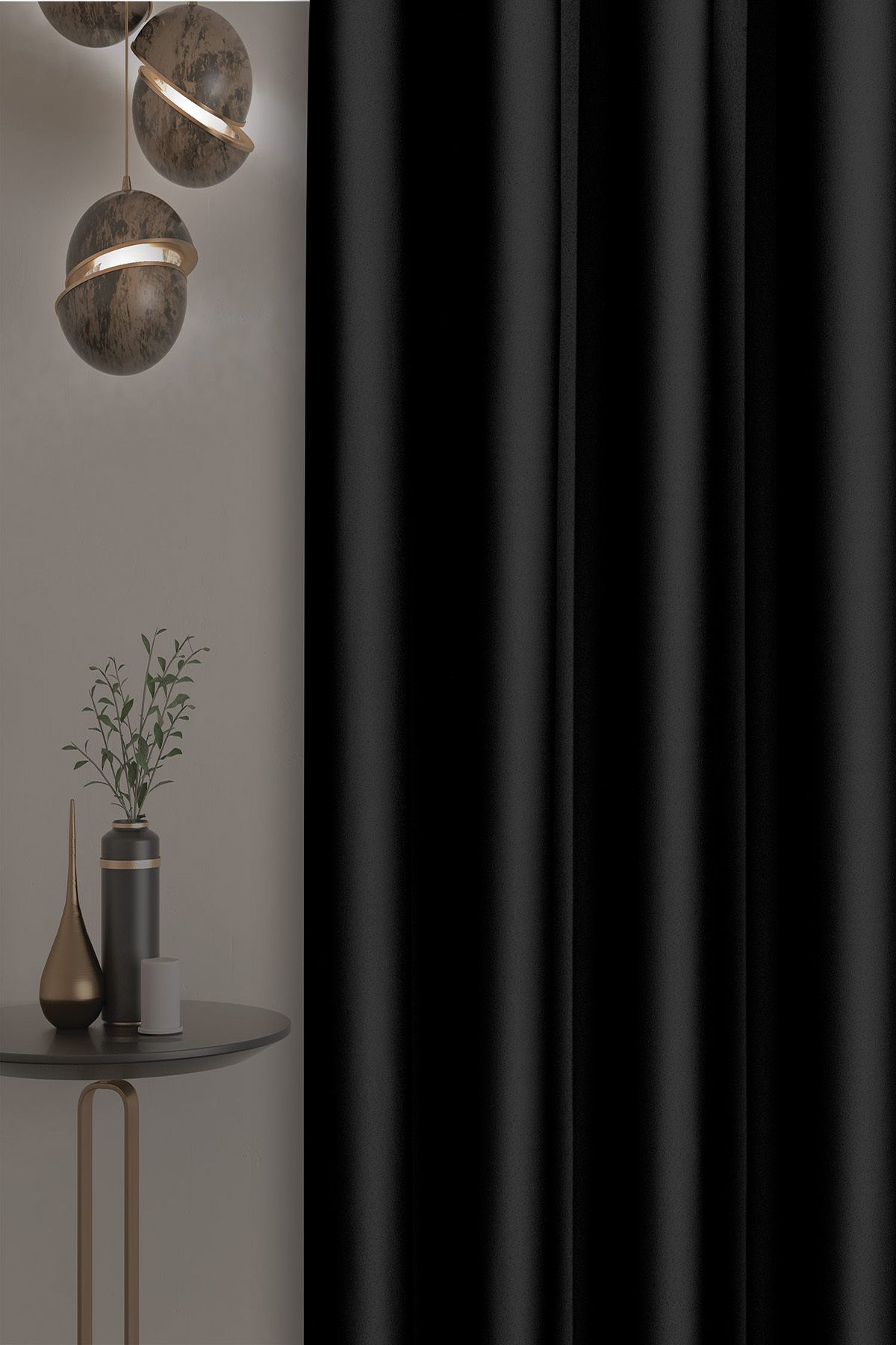 De'Vor-High Quality 100% Light Proof Blackout Black Background Curtain, Thermal Blackout Sunshade Curtain 1