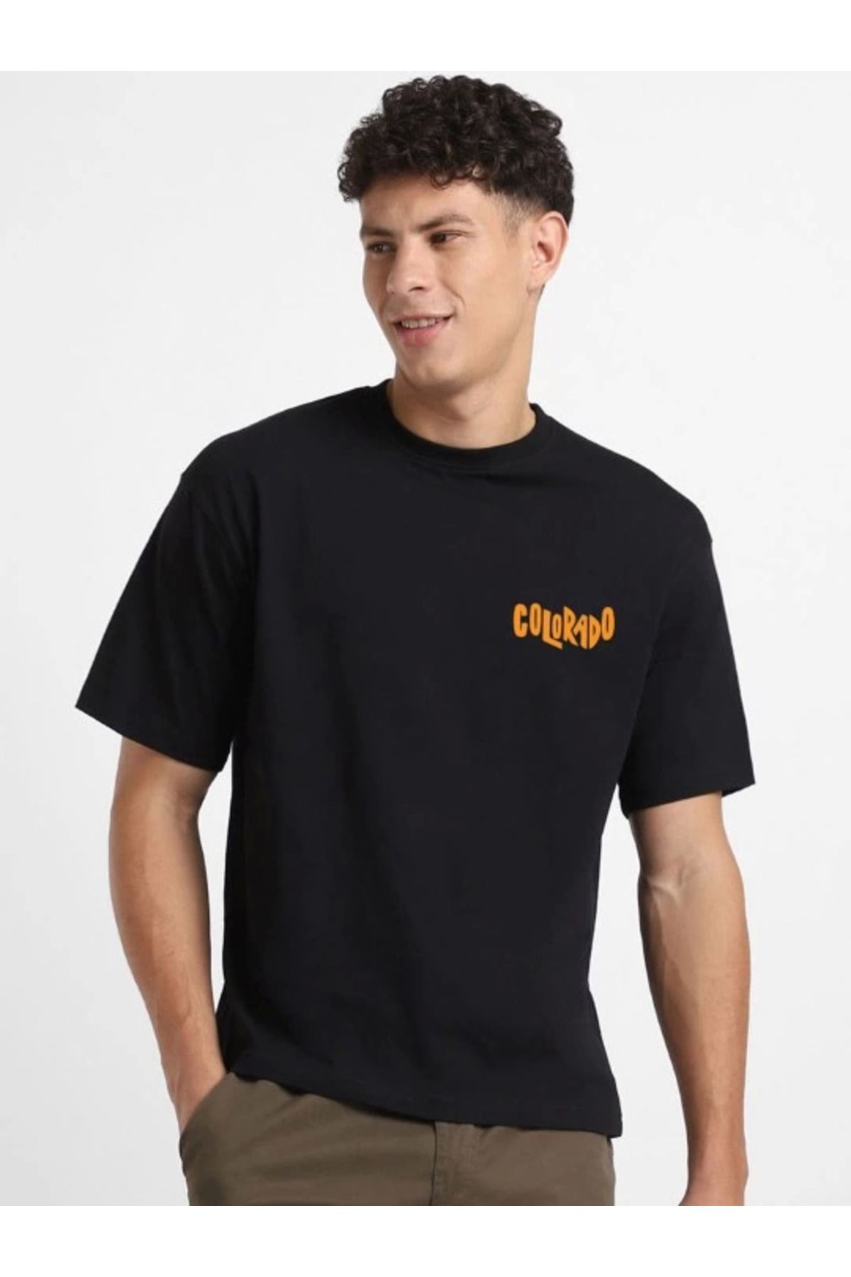 Asap Erkek Baskılı Oversize T-shirt - Siyah