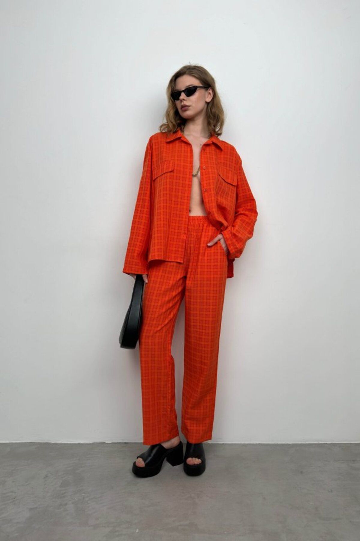 Femella Women Fashion Set Dublu Cămașă Și Pantaloni Cu Buzunare Femeie - M