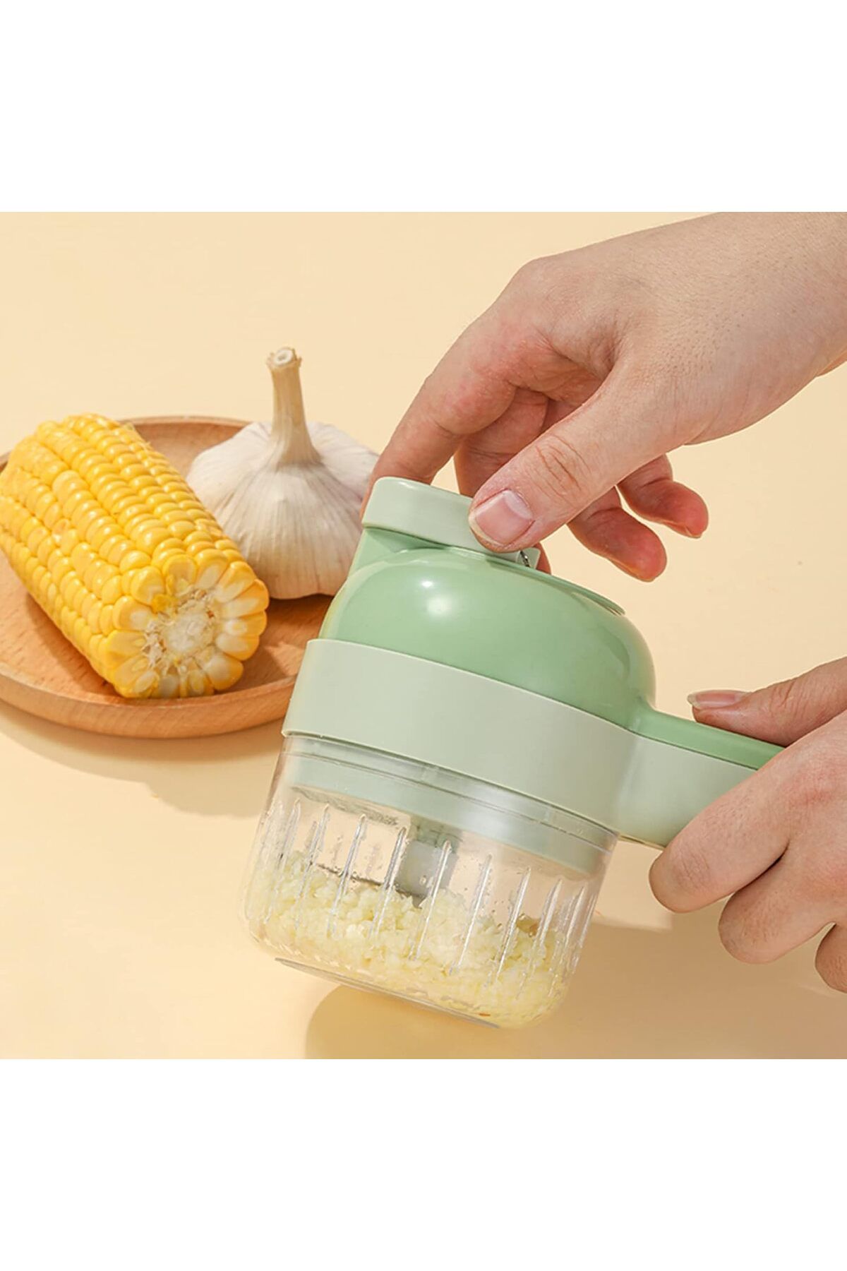 COOYA-4 in 1 Handheld Vegetable Cutter,USB Rechargeable,for Slicing, Cooking,Peeling and Cleaning Brush 8