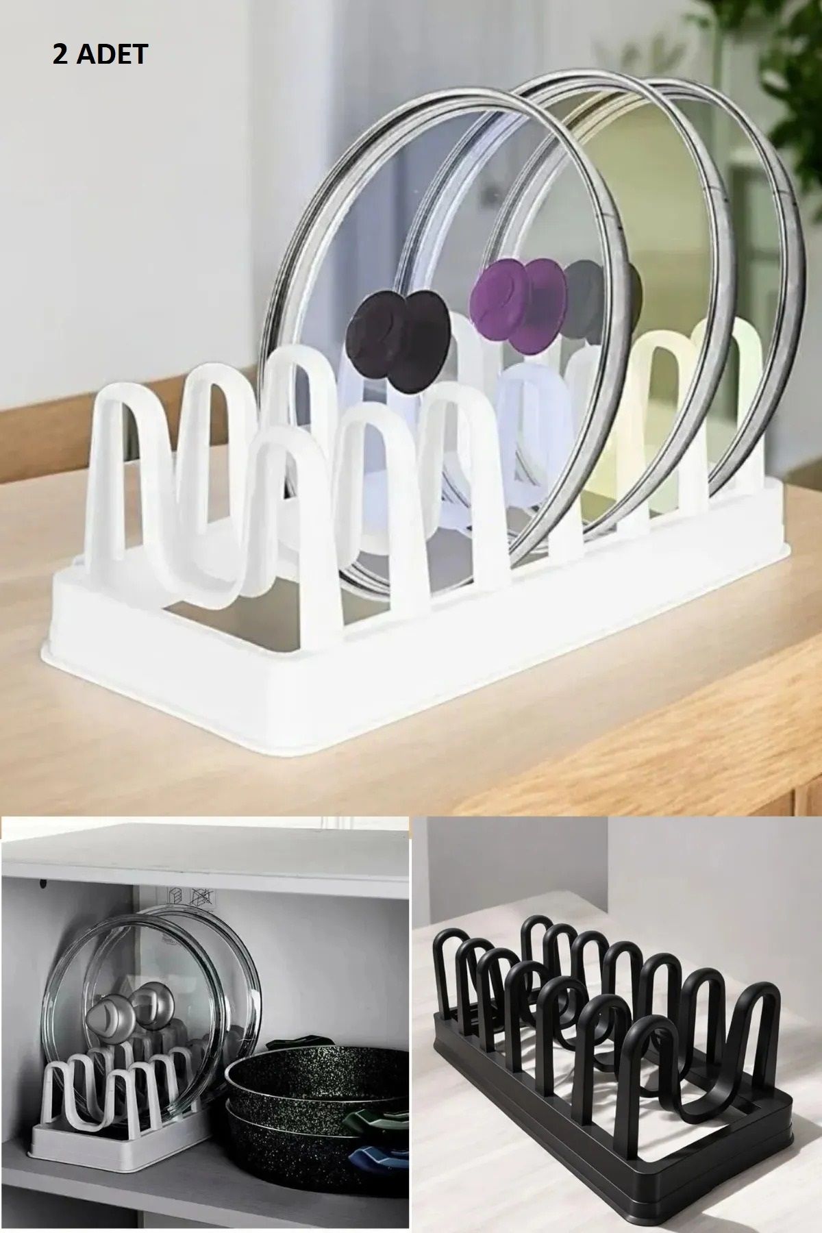 safestore 2 Bucăți Cu 6 Compartimente Suport Pentru Farfurii Din Plastic Pentru Uscare Vase De Gătit Capac Organizator Organizator Organizator - One
