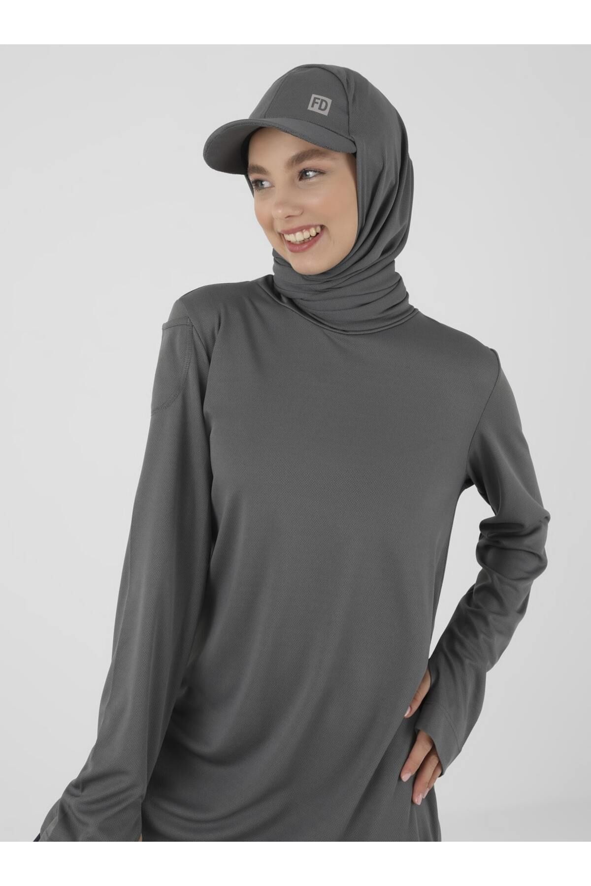 FD SPORTS-Gray Style-hijab Cap Sports Shawl 2