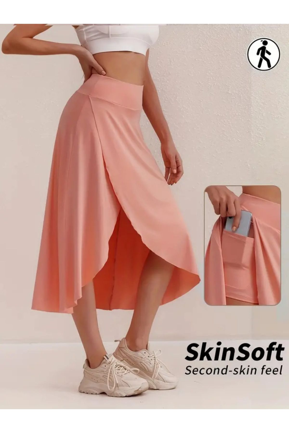 Deridün Yıldız Shoes Kadın Cep Detay Taytlı Sandy Etek