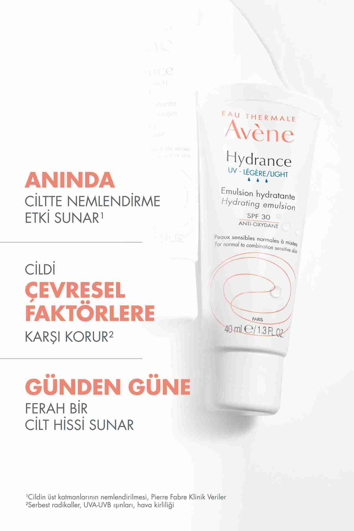 کرم مرطوب کننده ضد آفتاب Hydrance Light SPF 30 برای پوست های خشک و حساسی که رطوبت خود را از دست داده اند. Avene