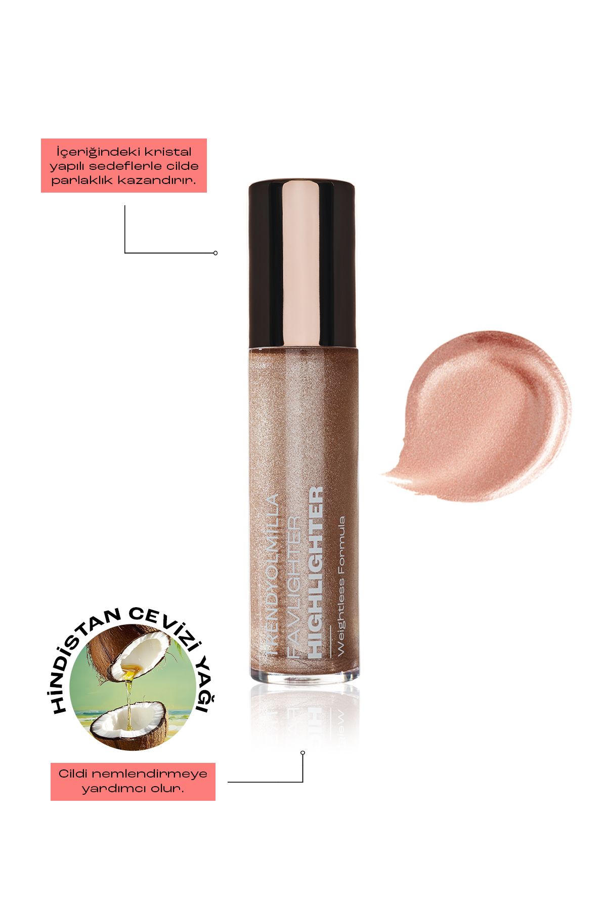 Trendyolmilla Beauty-Mit Kokosnussöl feuchtigkeitsspendender, leuchtender, flüssiger Aufheller Stardust-101 TKZAW25YD00000 3