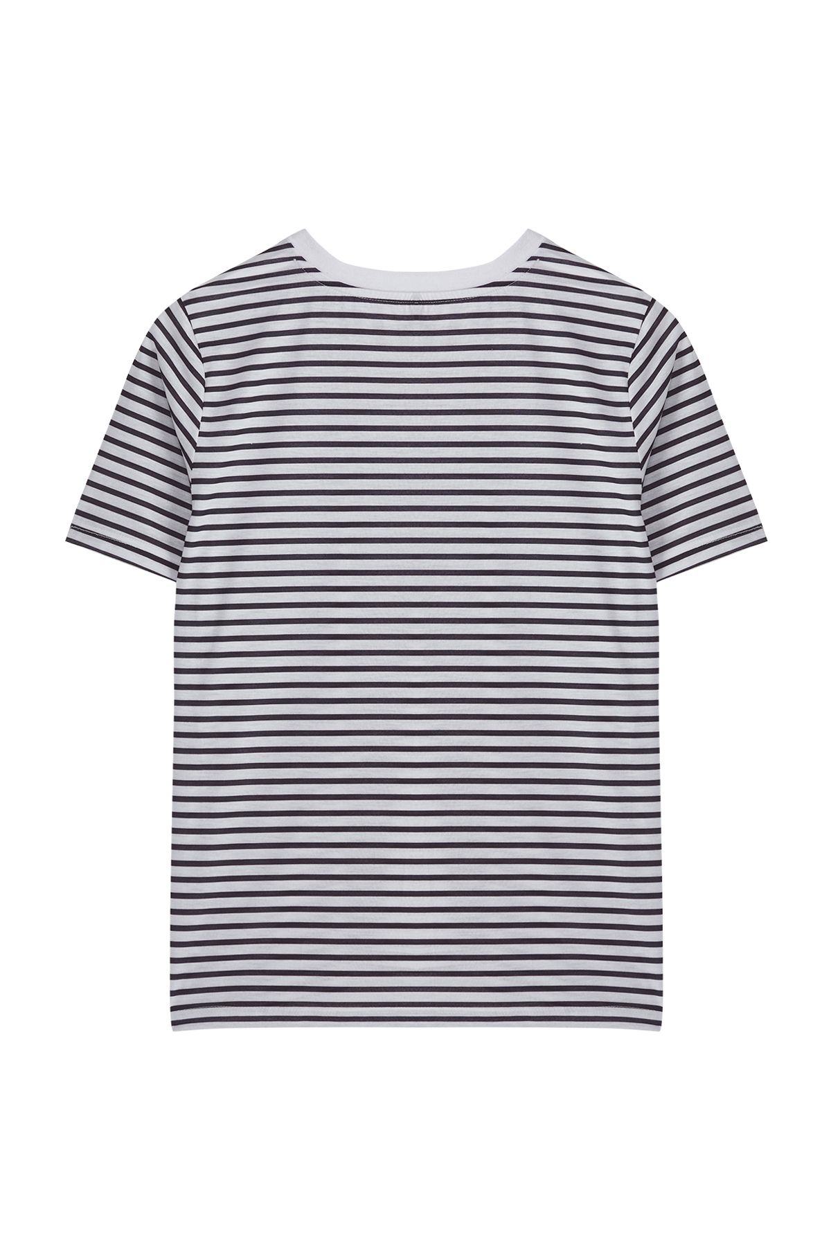 Trendyol Collection-Černé pruhované základní tričko s krátkým rukávem Regular Fit pletené tričko TWOSS21TS0904 7