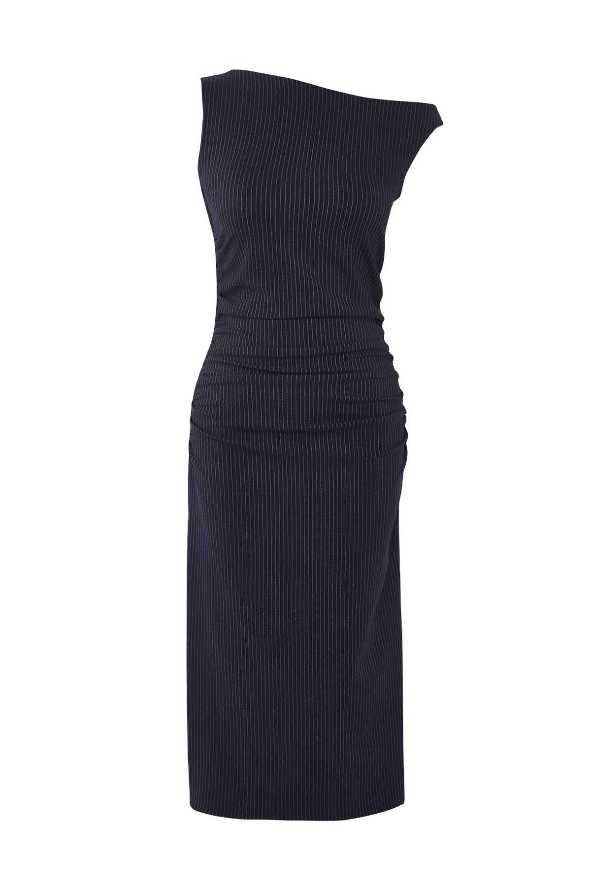 Trendyolmilla  Lacivert Çizgili Vücudu Saran Midi Dokuma Elbise TWOSS25EL00264 - Görsel 6