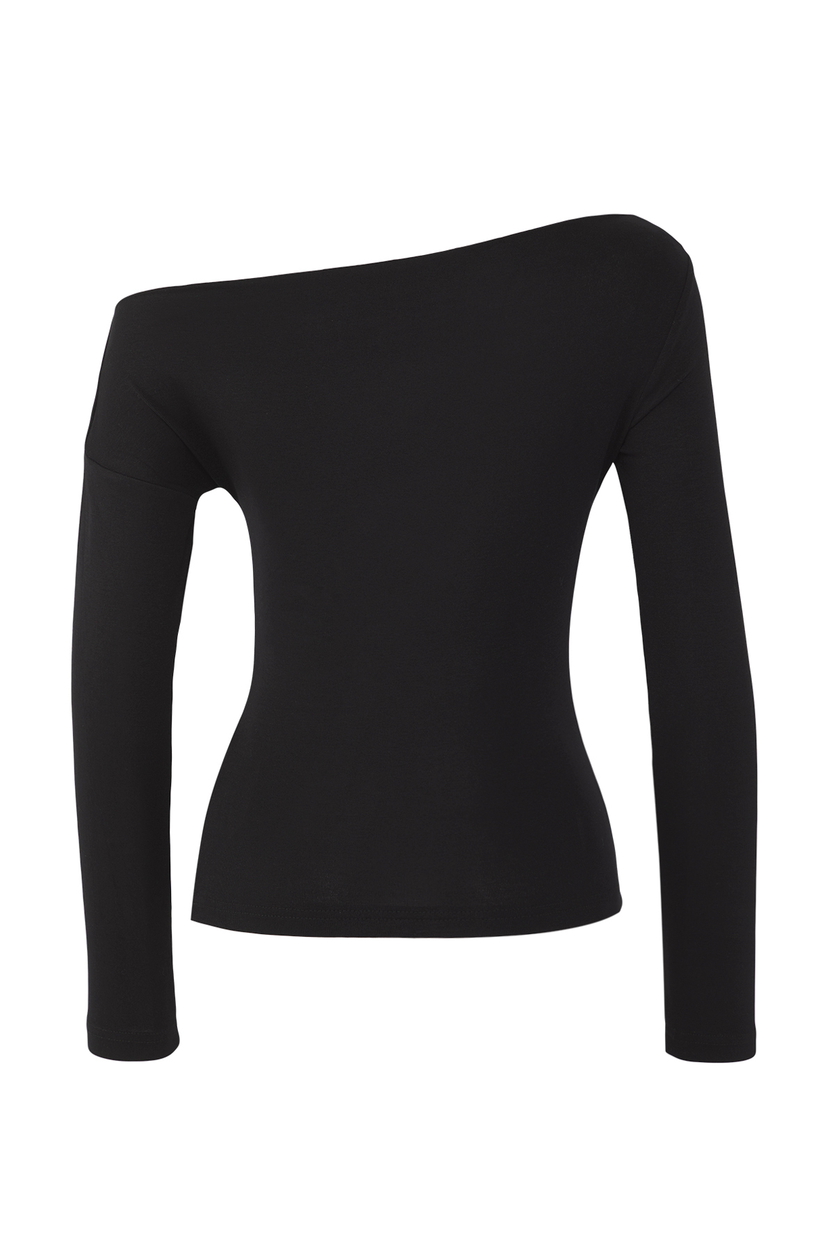 Trendyolmilla  Siyah Düz Yumuşak Kumaşlı Fitted/Vücuda Oturan Kayık Yaka Örme Bluz TWOAW24BZ00227 - Görsel 8