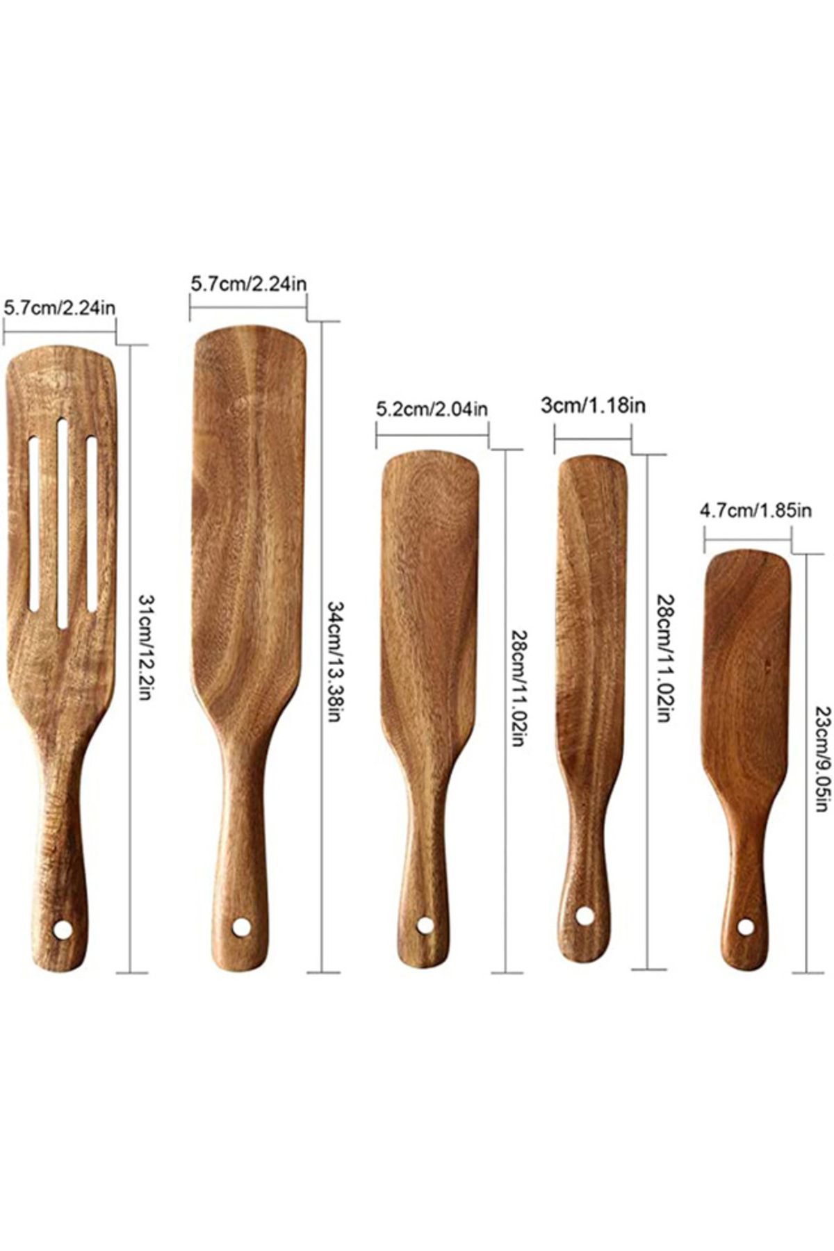 Choice-N5pcs 1-9Pcs/set Wooden Kitchen Utensils Set,  Wooden Spoons for Cooking, Utensils,Natural Teak Wood 1