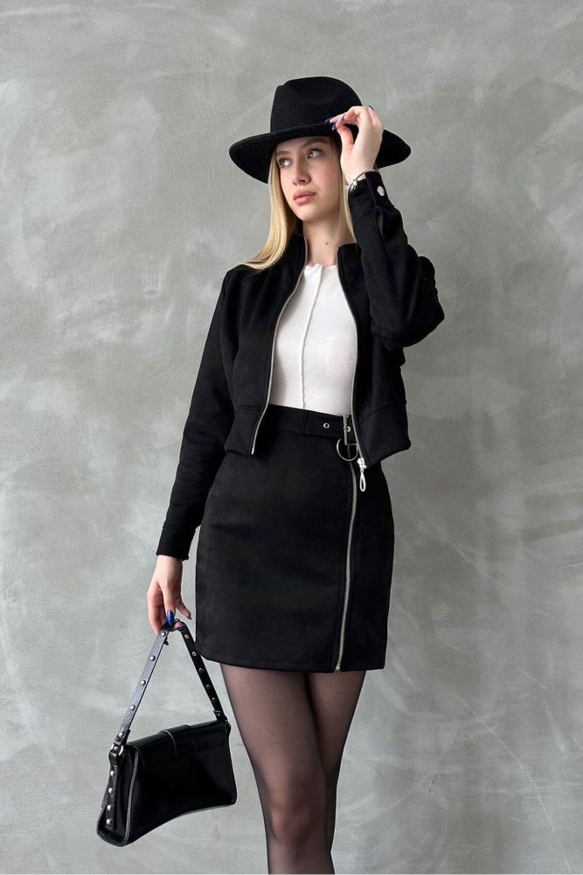 VERYMODA Süet Crop Mont - Siyah | | F1551 görsel 3