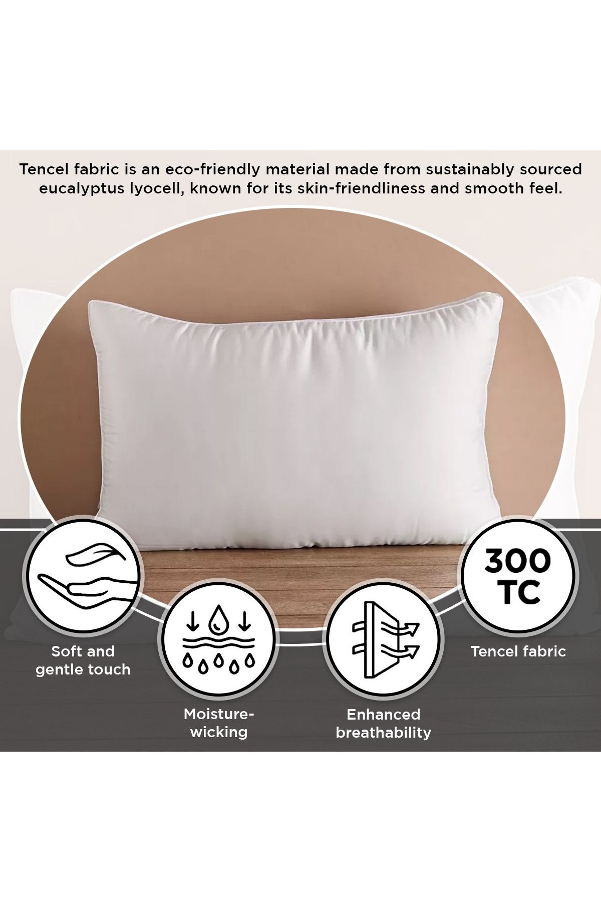 erorex-TencelBliss Medium Support Pillow - 45x70+5 cm 6