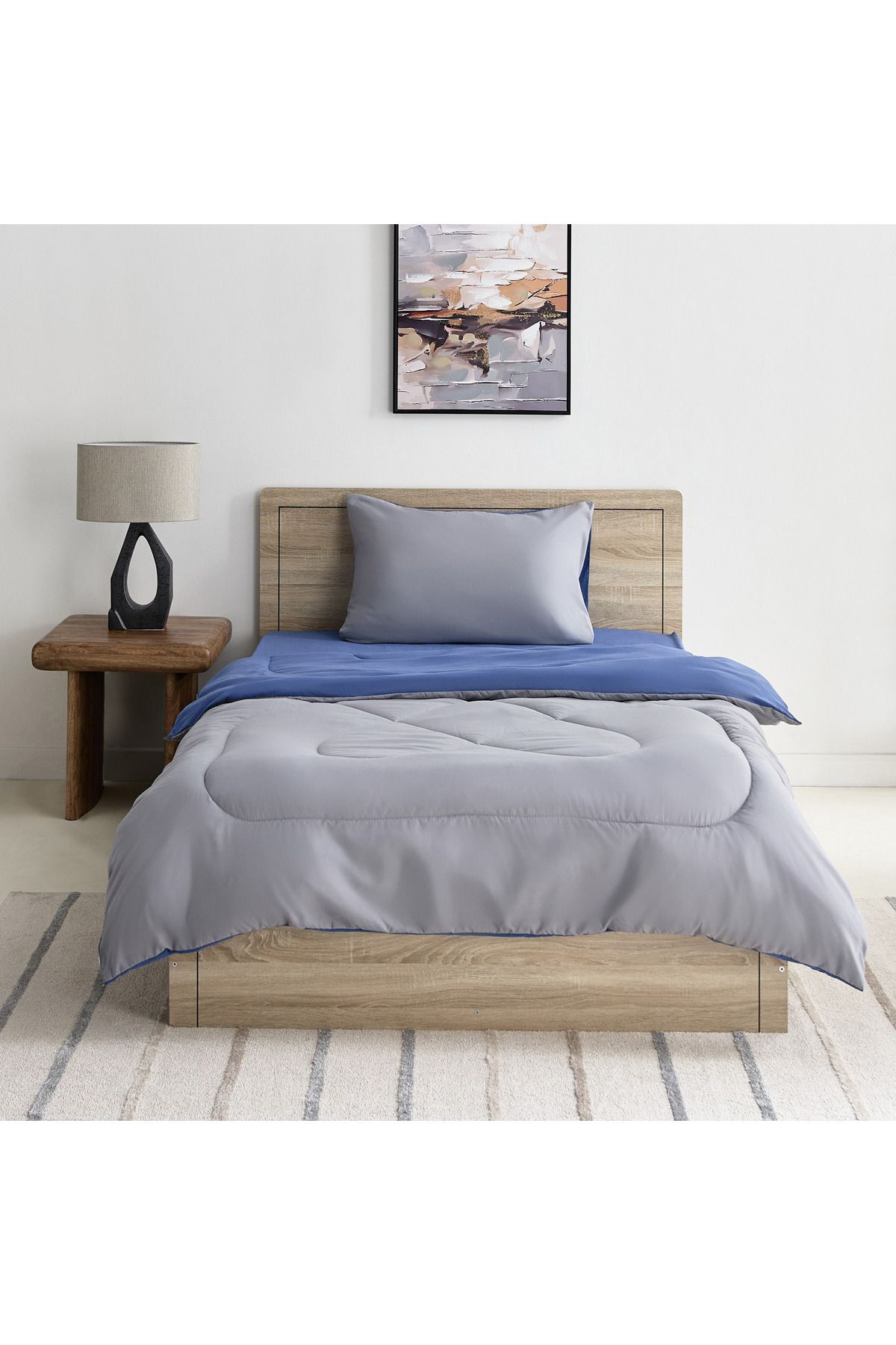 erorex-Derby 2-Piece Reversible Microfiber Single Comforter Set - 135x220 cm 3