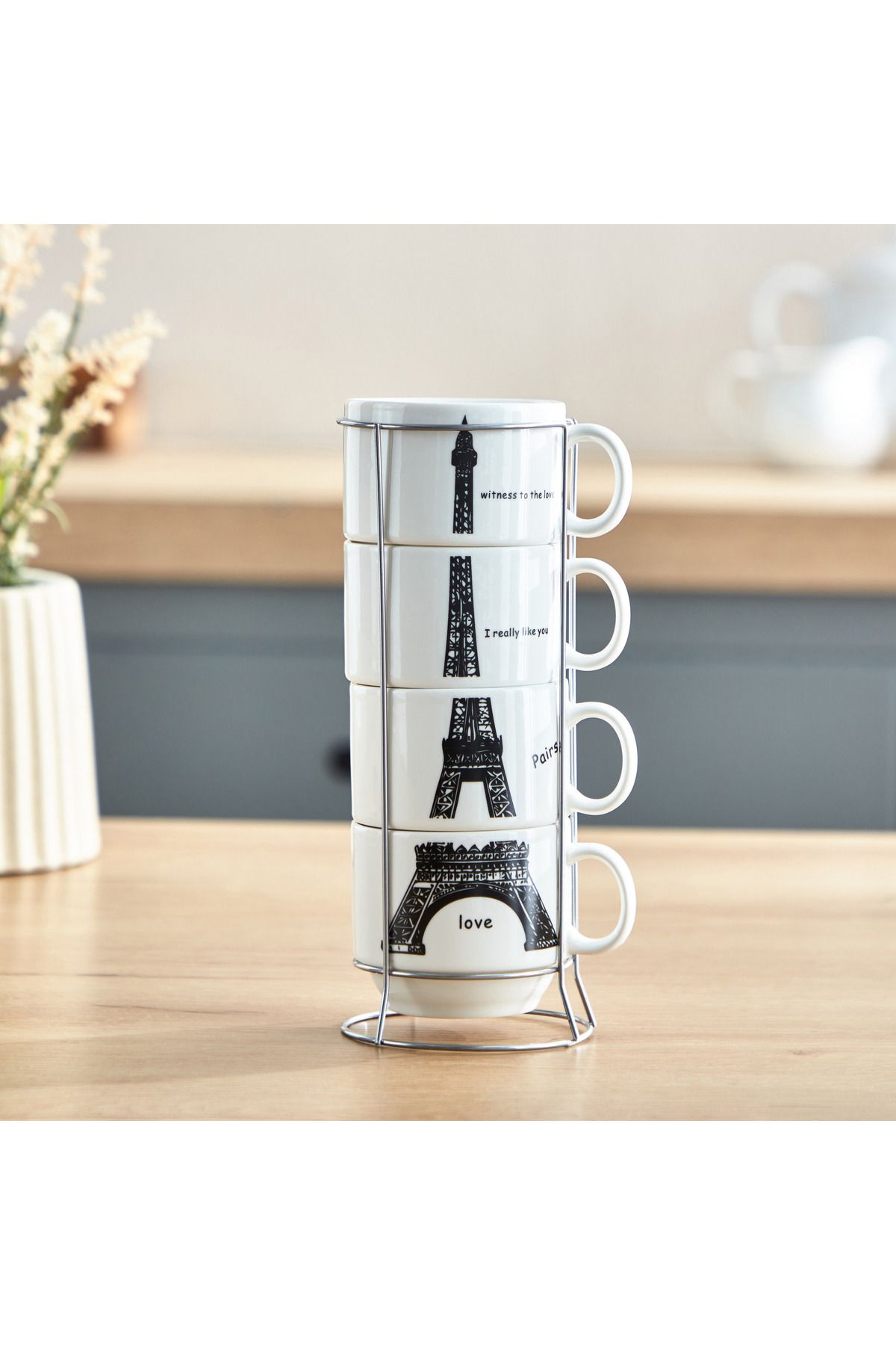 erorex-Neo 5-Piece Eiffel Tower Mug Set with Stand 2