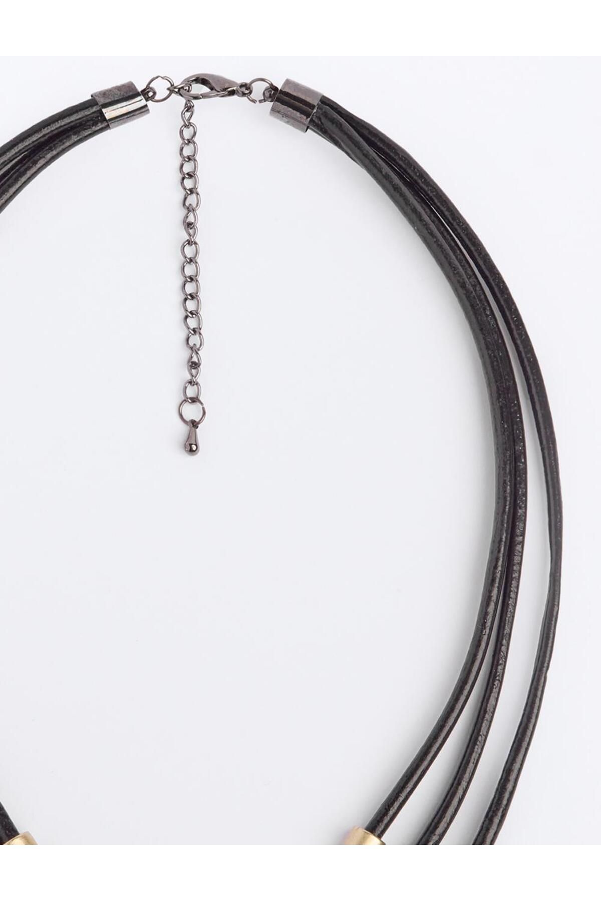 Jimmy Key-Black Shiny Figured Triple Adjustable Necklace 3